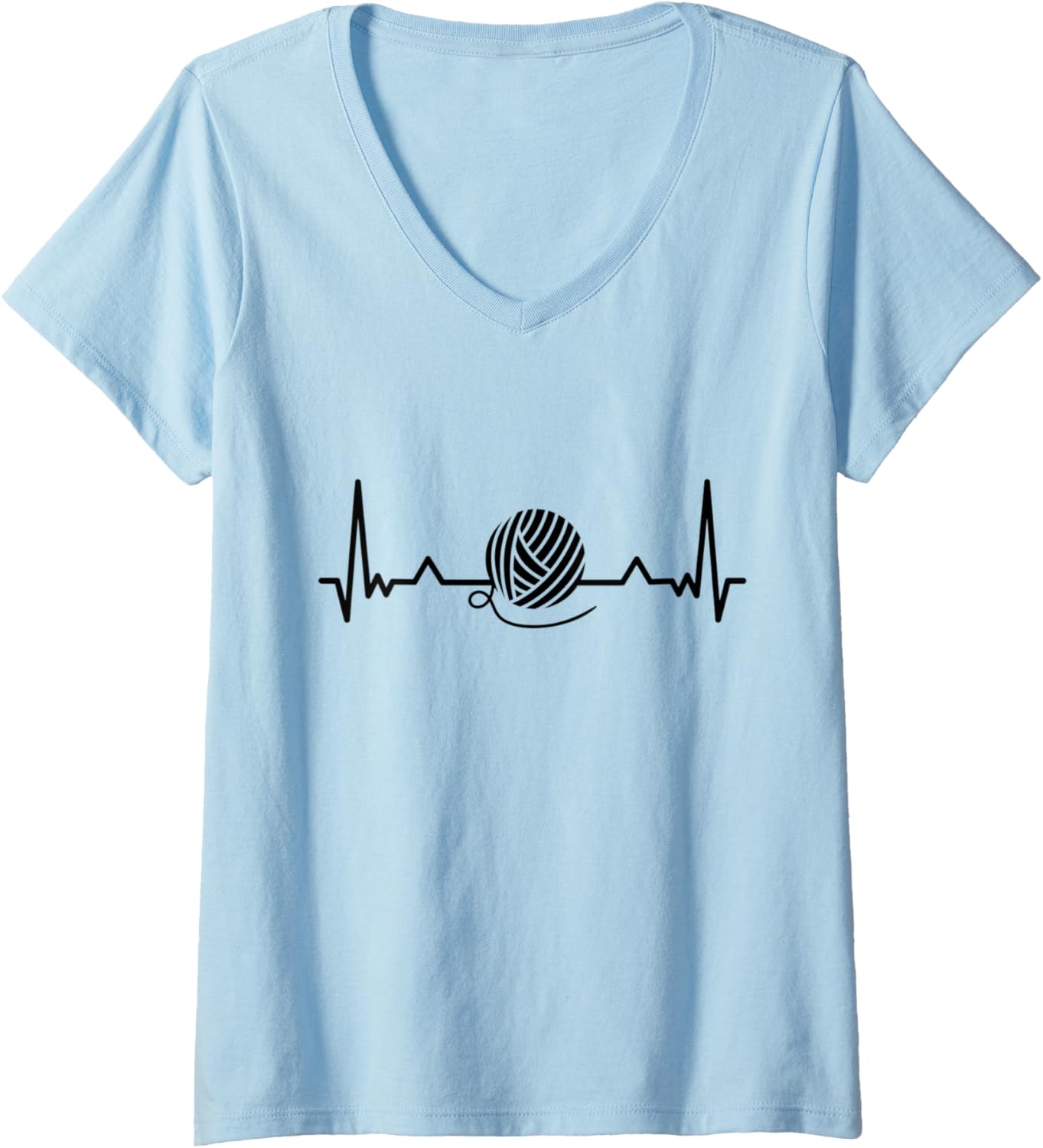 Womens Knitting Heartbeat Wool Yarn Crocheting Gifts V-Neck