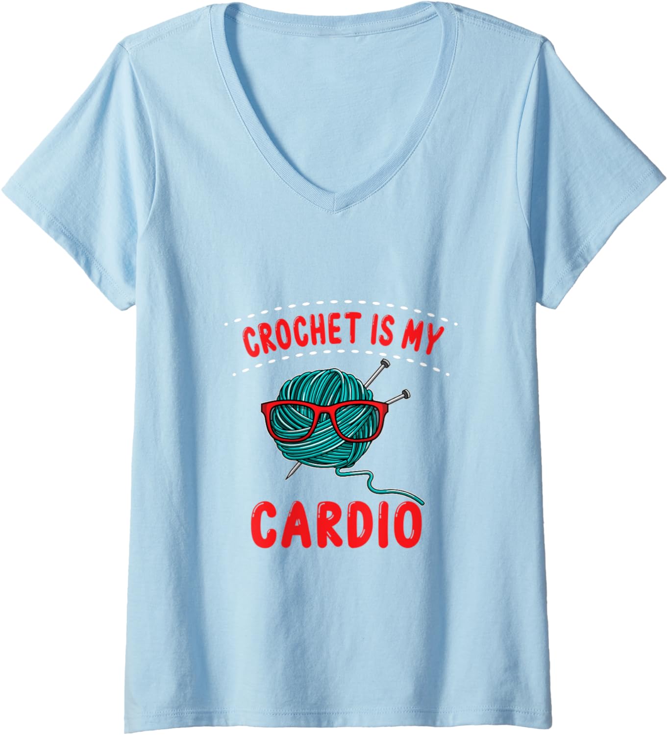 Womens Crochet is my Cardio I Funny Knitting & Yarn V-Neck