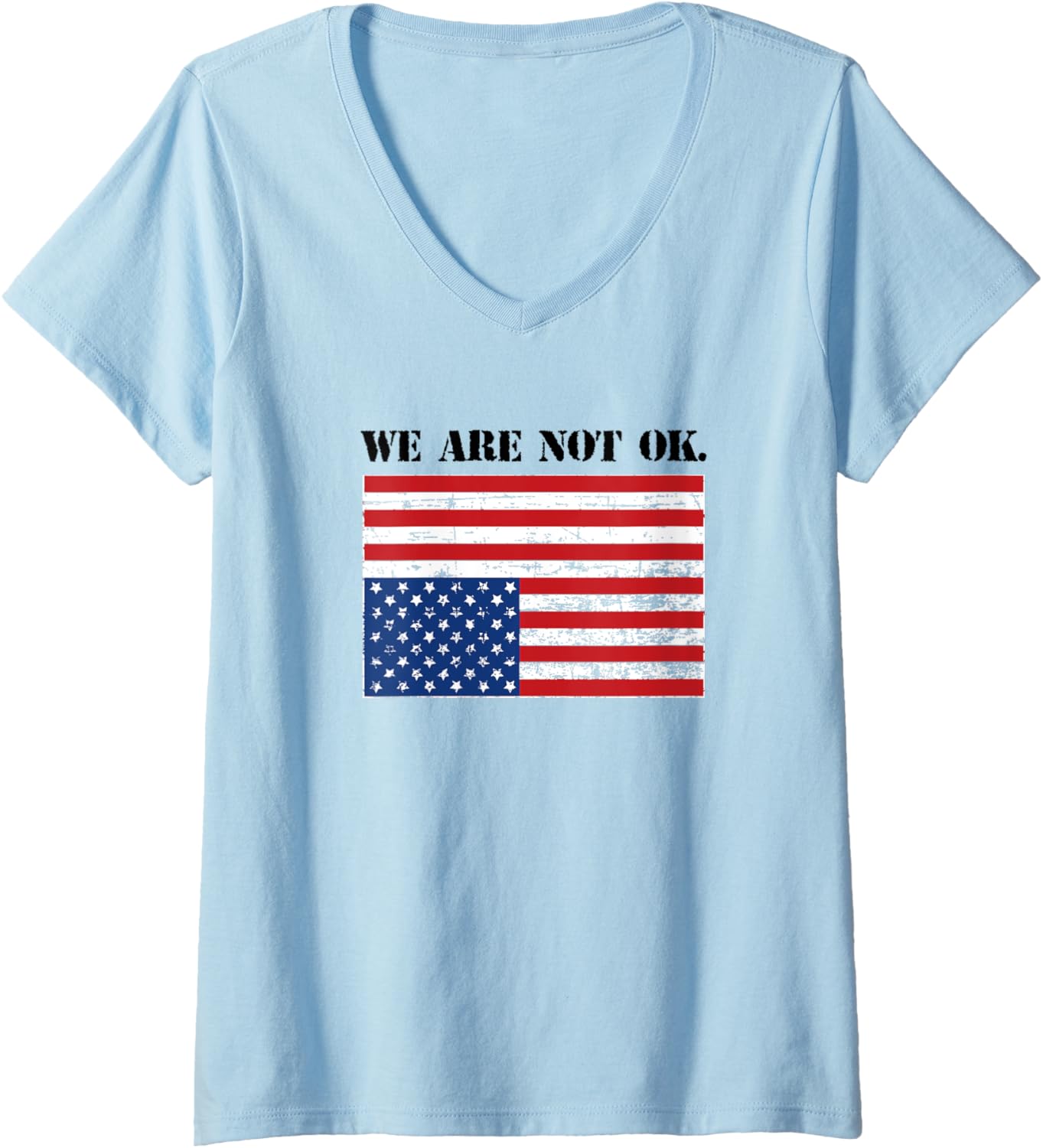 Womens Upside Down Usa Flag In Distress V Neck