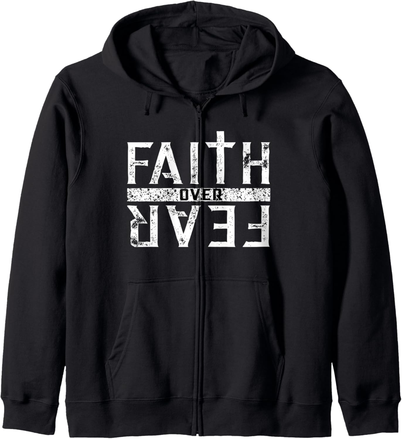 Printed Kicks Faith Over Fear Religious Christian Zip Hoodie
