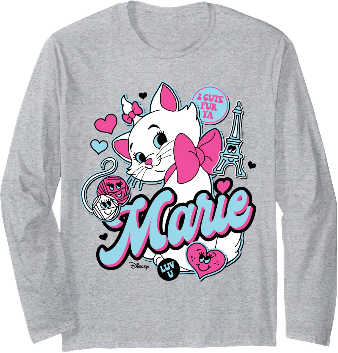 Disney The Arstocrats - Marie Paris Eifel Tower Hearts Yarn Long Sleeve