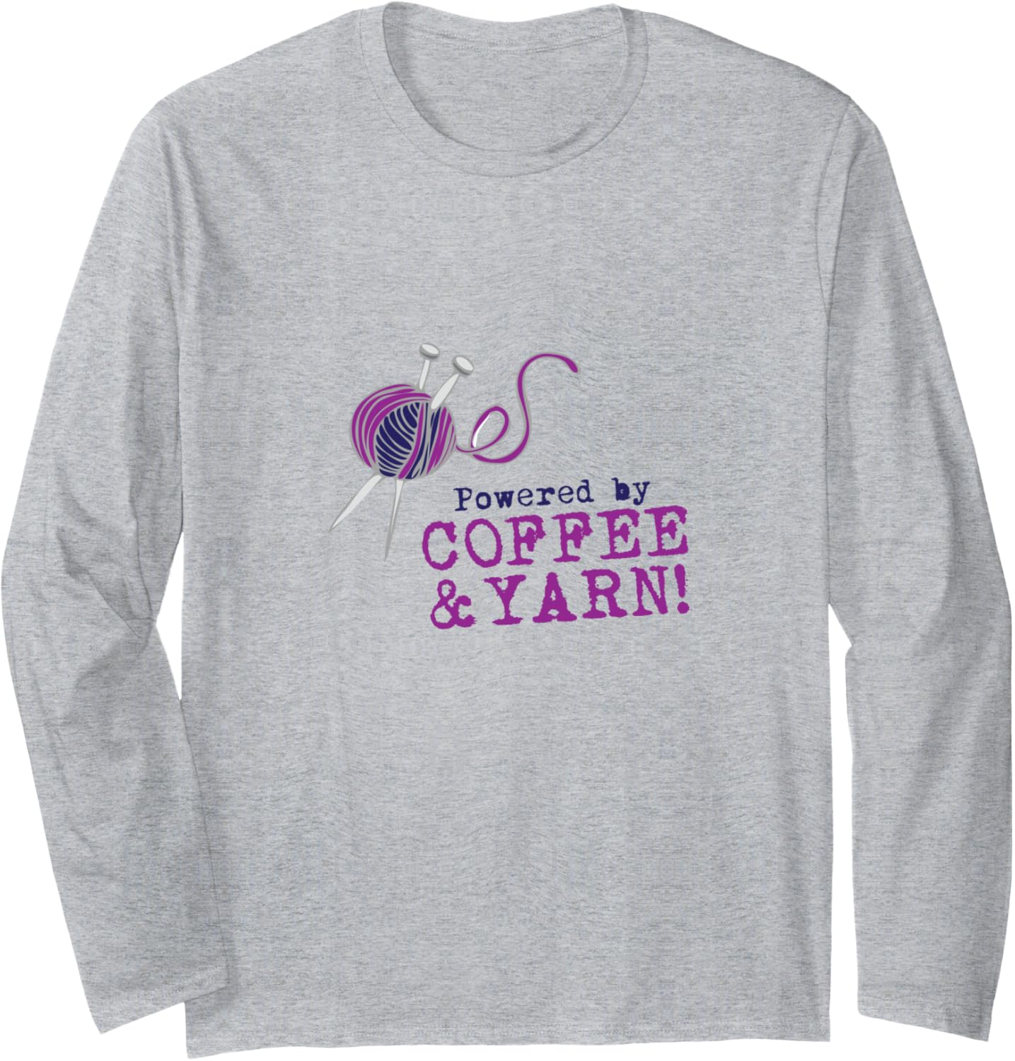 Coffee and Yarn, Funny Knitting Sewing Quilting Fabric Long Sleeve
