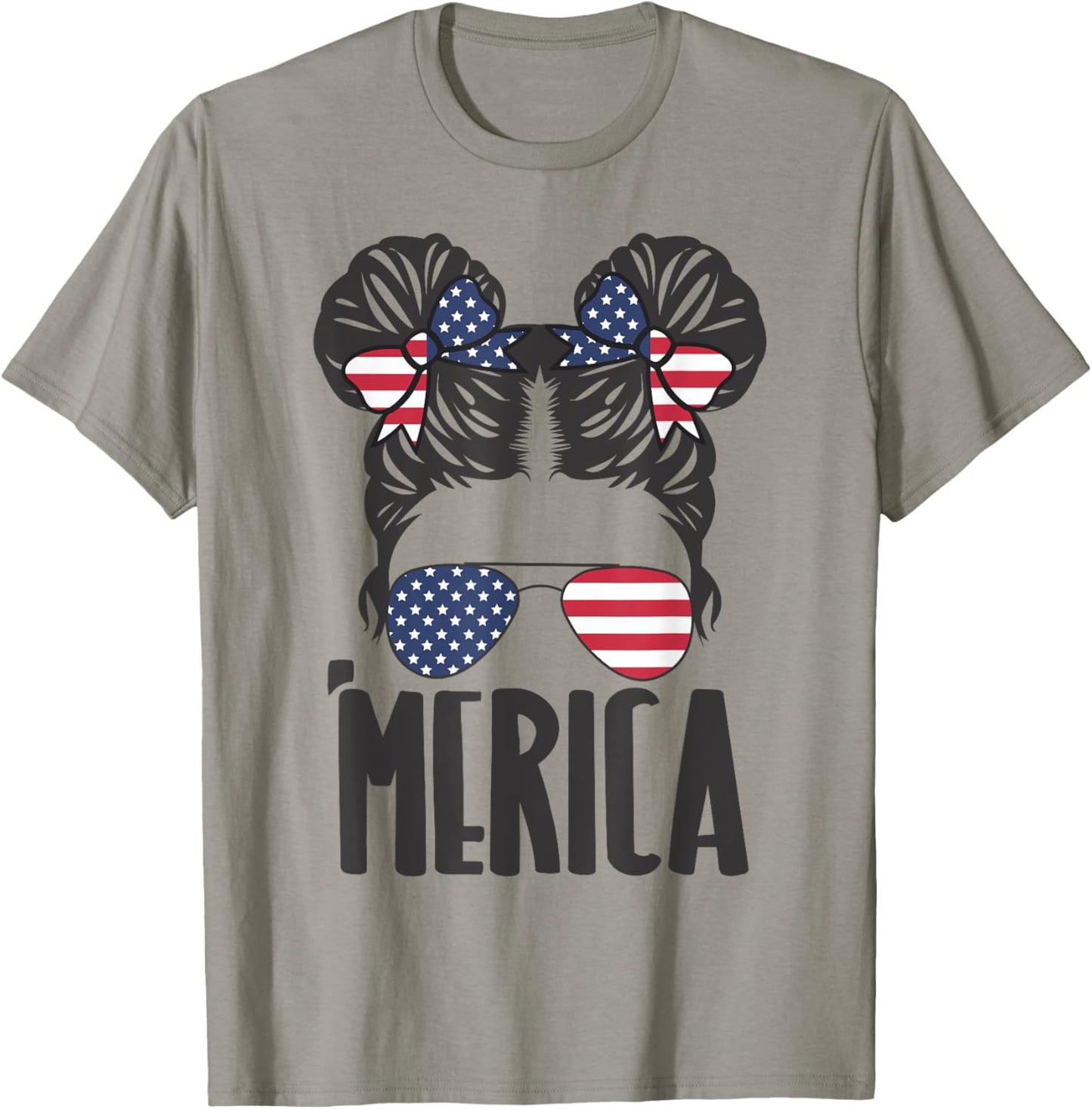 Messy Bun Merica Sunglasses Women Girls Usa Flag 4Th Of July