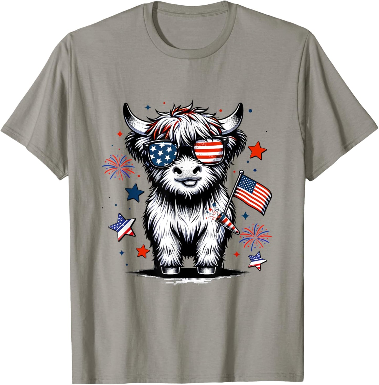 Cute Highland Cow 4Th Of July Usa Flag Patriotic Cow Farmer