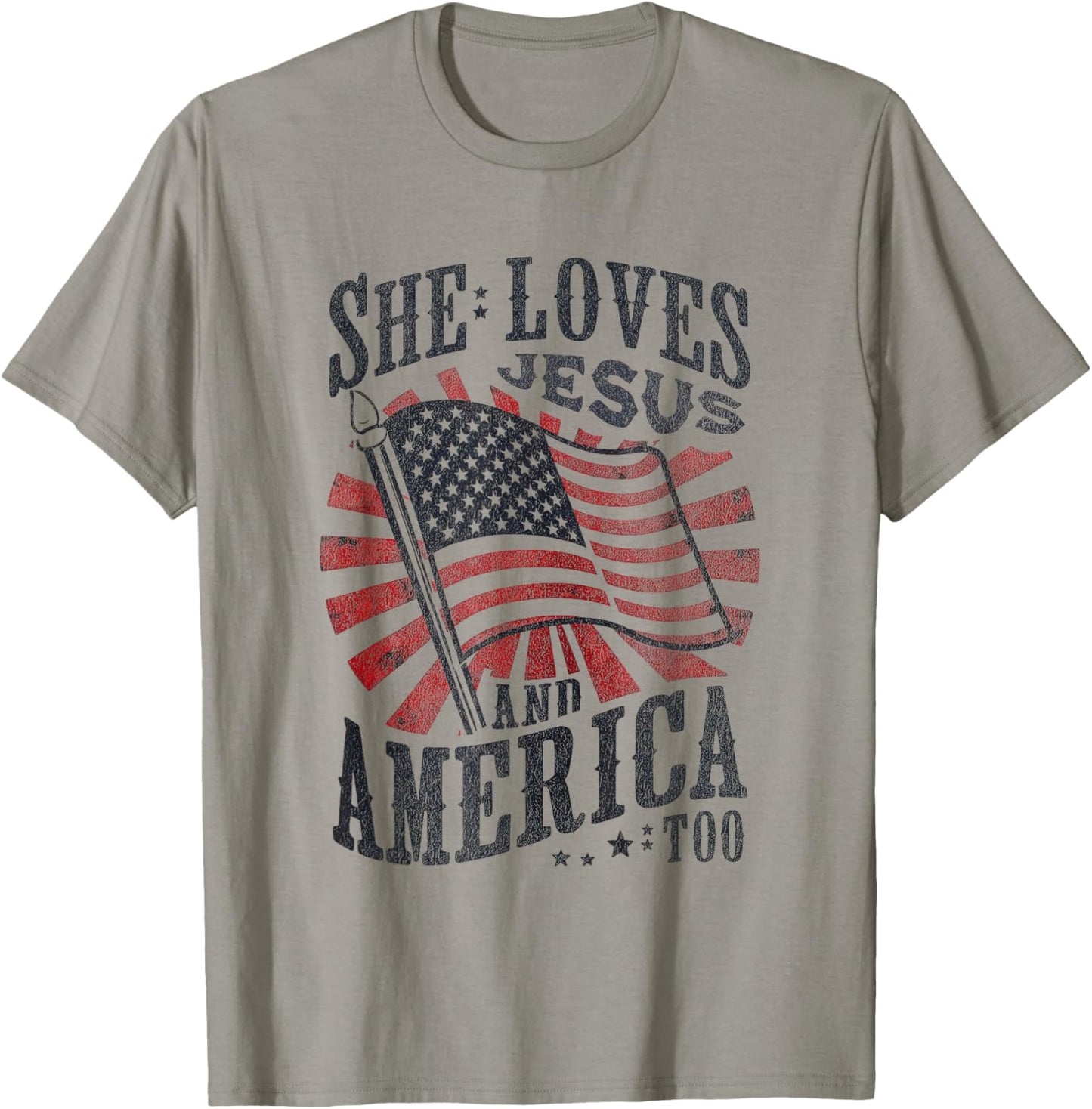 She Loves Jesus And America Too American Usa Flag Men Women