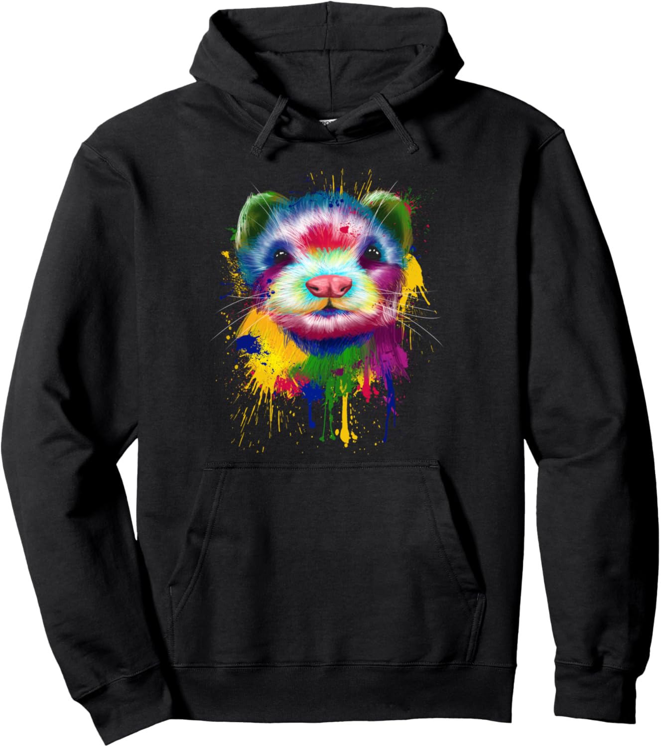 Ferret Artwork Face Hand Painting Splash Art Pet Polecat Pullover Hoodie
