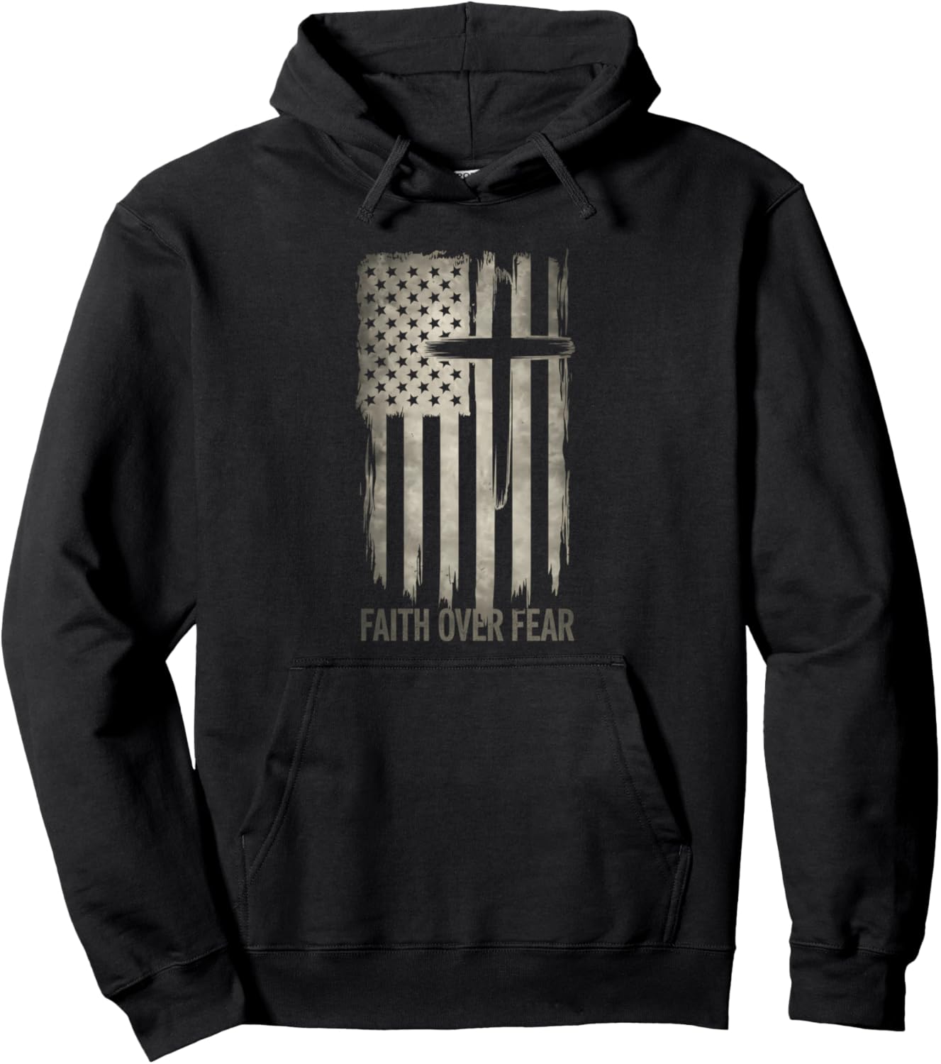 Christian Jesus Hoodies USA Flag Patriotic Faith Over Fear Pullover Hoodie