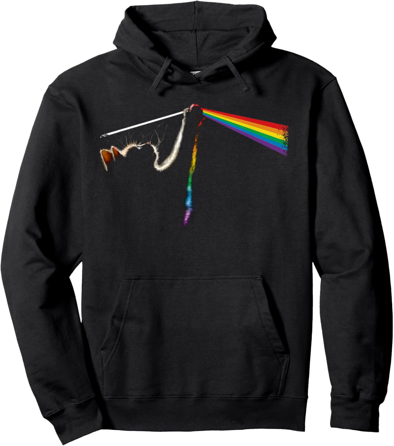 Vintage Cat Lover Dad Cat Mom Prism Rainbow Light Rock Music Pullover Hoodie