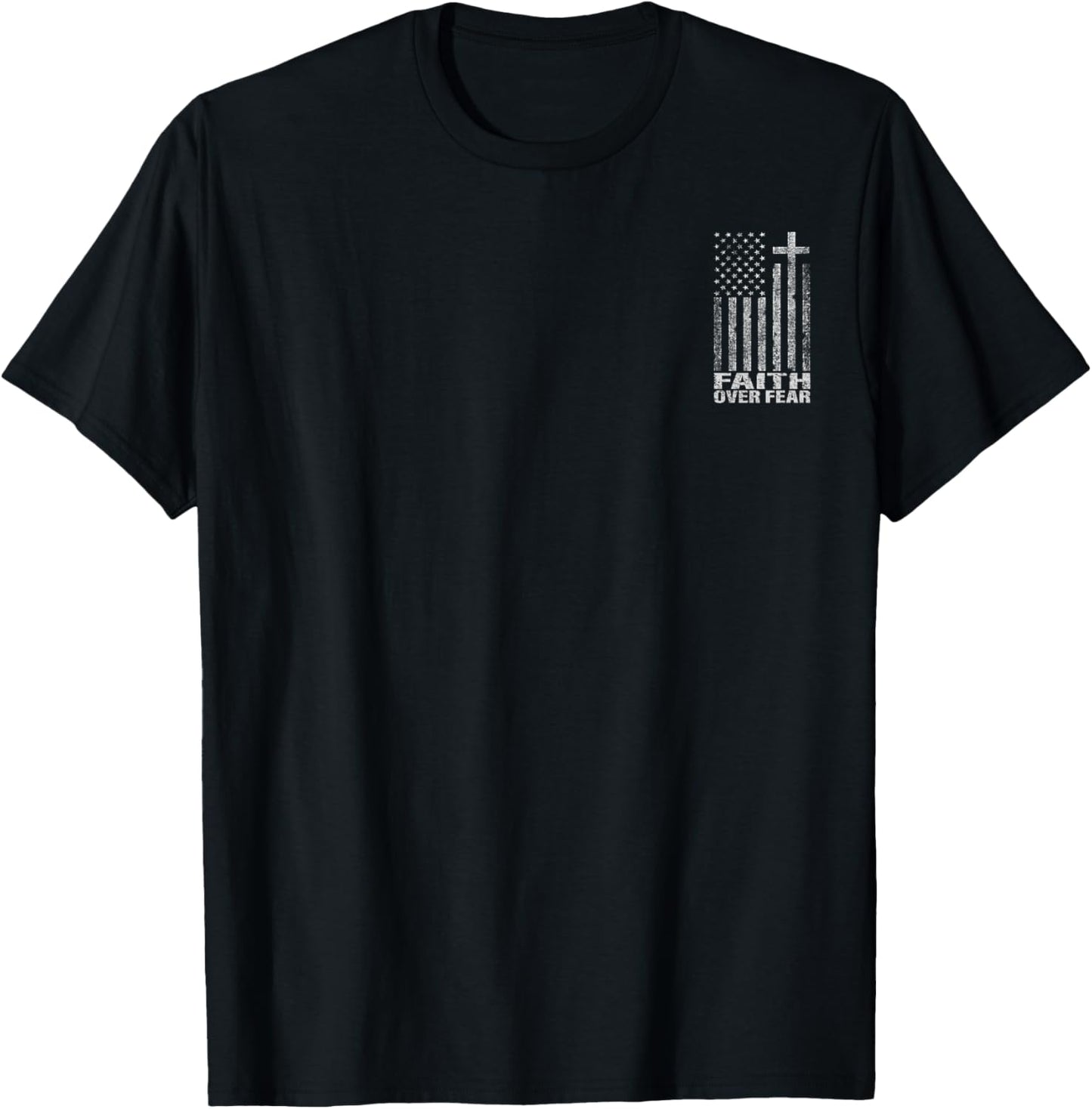 Faith Over Fear Cool Men Women Cross Christian American Flag
