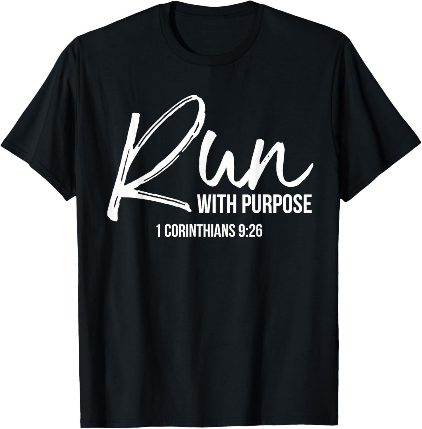 P37 Design Studio Jesus Shirts Christian Runner Gift Running Gear Run With Purpose Quote T Shirt Women's, Black, Small, Short Sleeve, Classic Fit, Cotton 100%