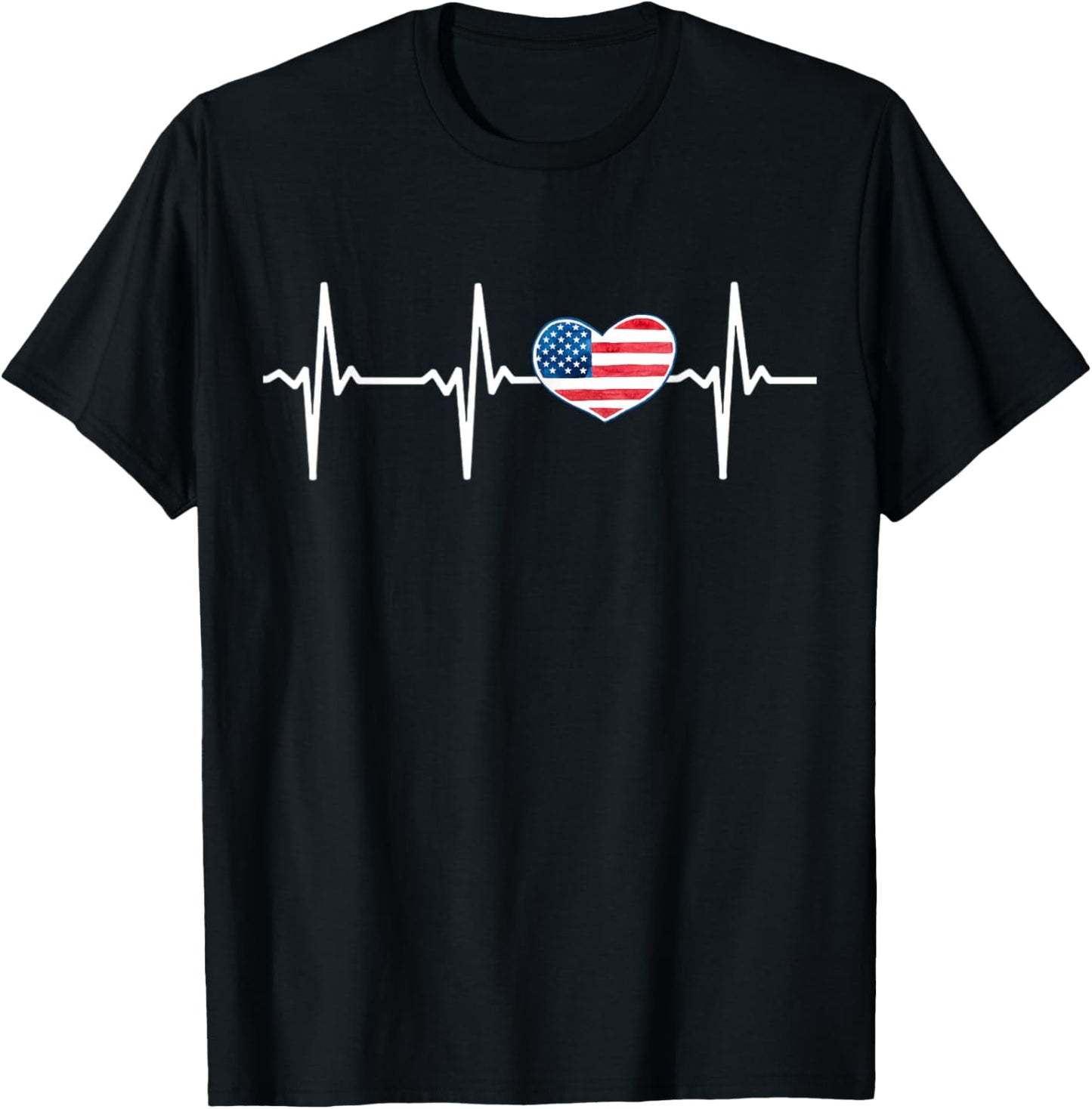 Heartbeat Ekg America Heart Love Patriotic 4Th Of July