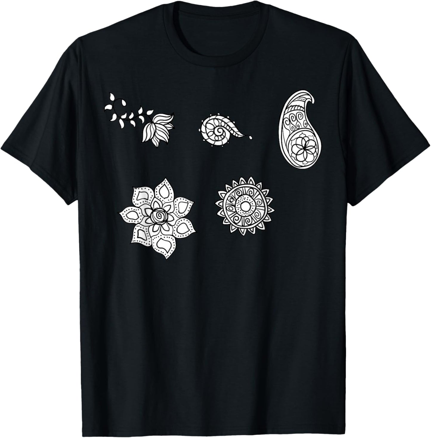 Floral Designs On Black Elegant Nature Art Designs