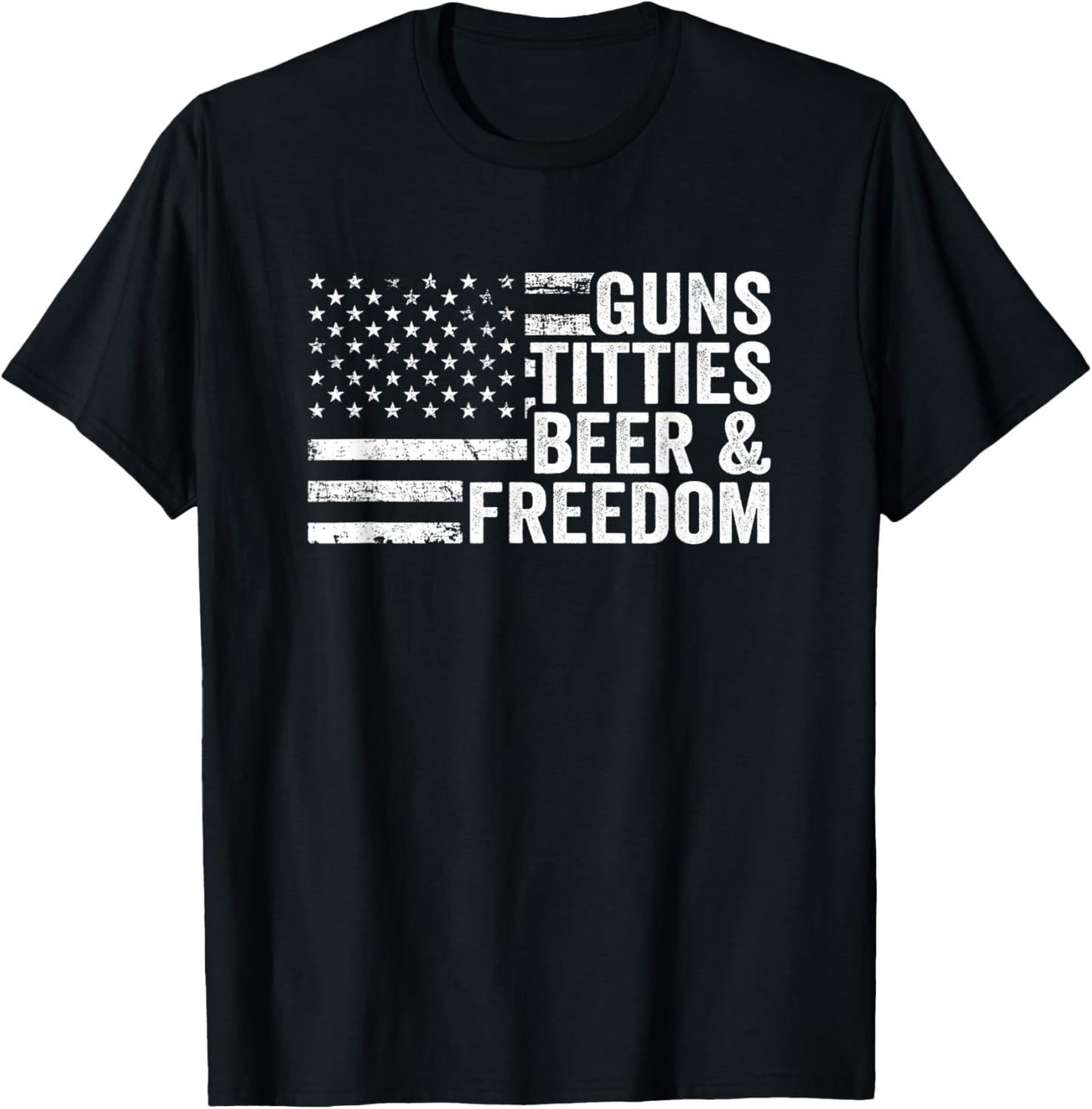 Guns Titties Beer Freedom Mens Funny Drinking Usa Flag