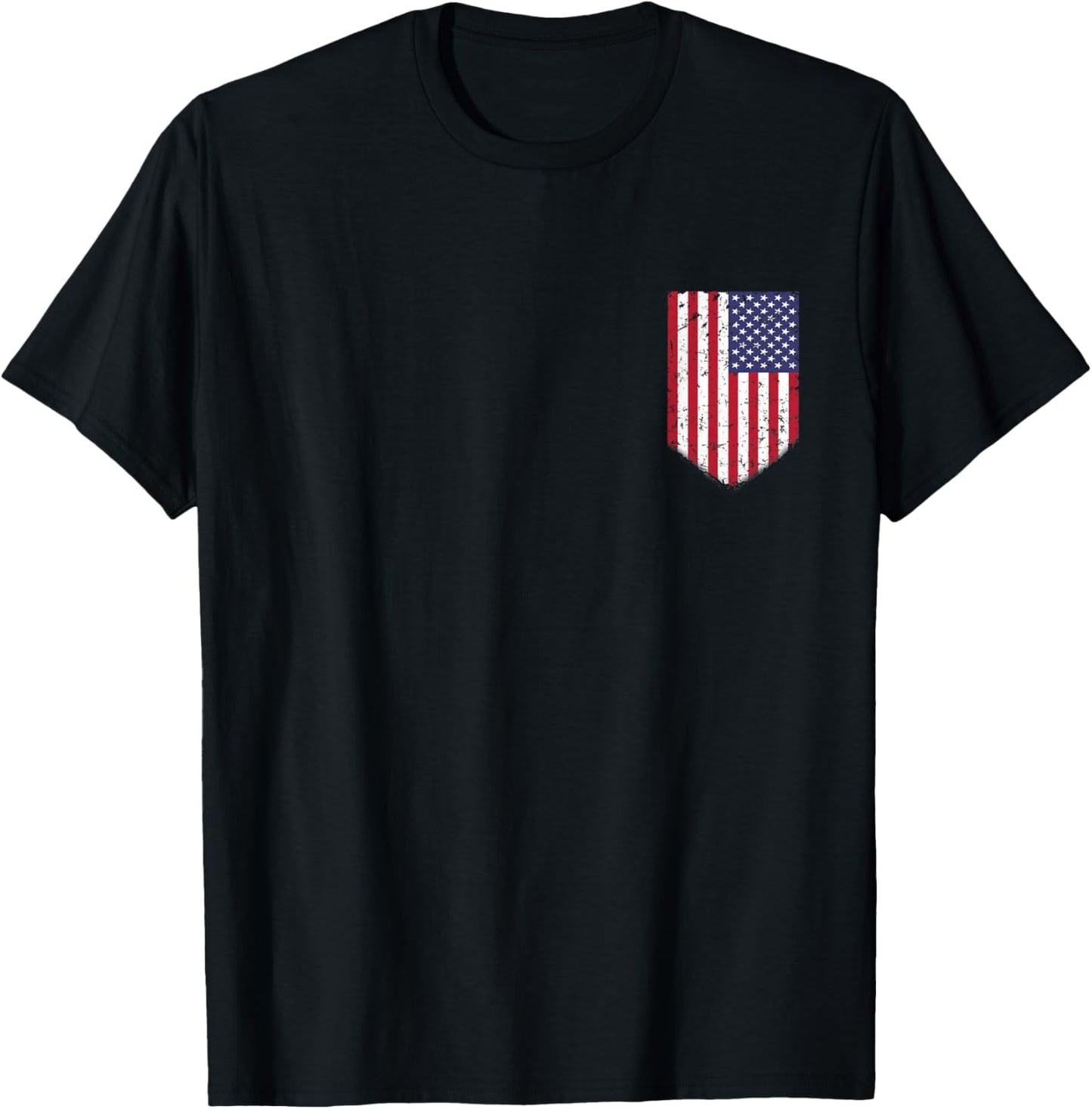 American Flag T Shirt Usa Chest Pocket Us Flags Gift Top Tee