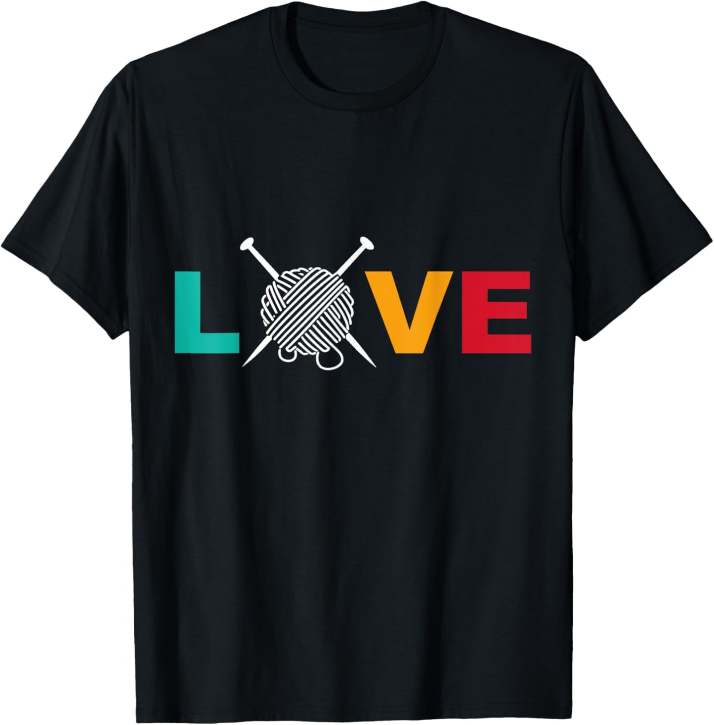 Knitting & Crochet T-Shirt Love Yarn with Needles Crafting