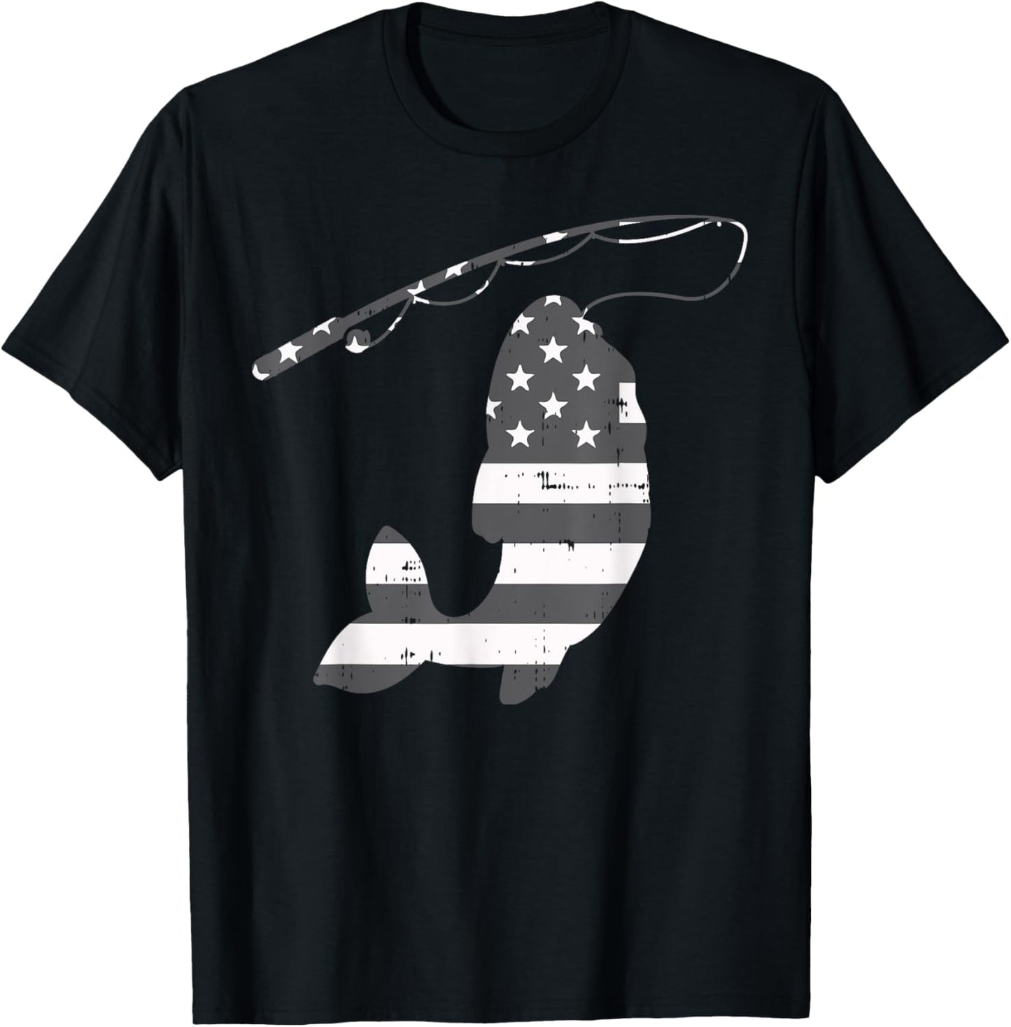 American Flag Fish Silhouette Vintage Fishing Patriotic Gift