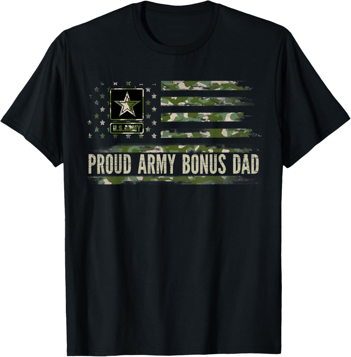 Vintage Proud Army Bonus Dad Camo American Flag Veteran Gift