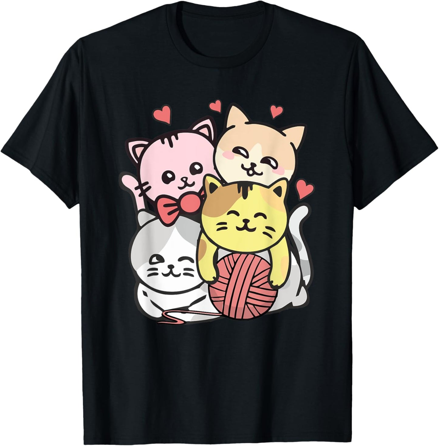 Cats Cute Mountain Kitten Pile Anime Neko Kawaii Cat Yarn Men Women Kids