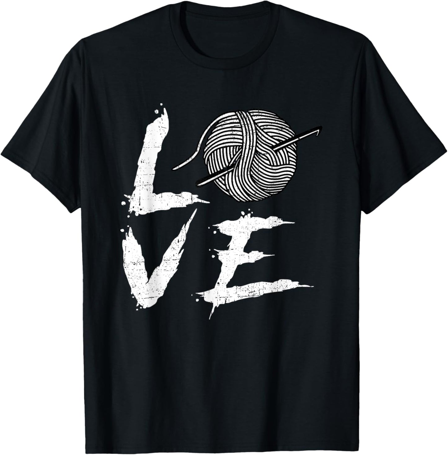 Love Crocheting Knitting Yarn Crochet Hook Distressed