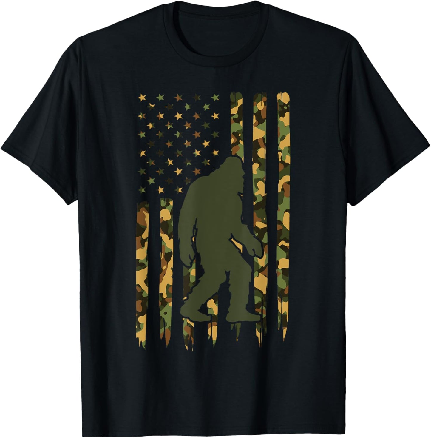 Camo Big Foot Sasquatch Vintage Bigfoot American Flag