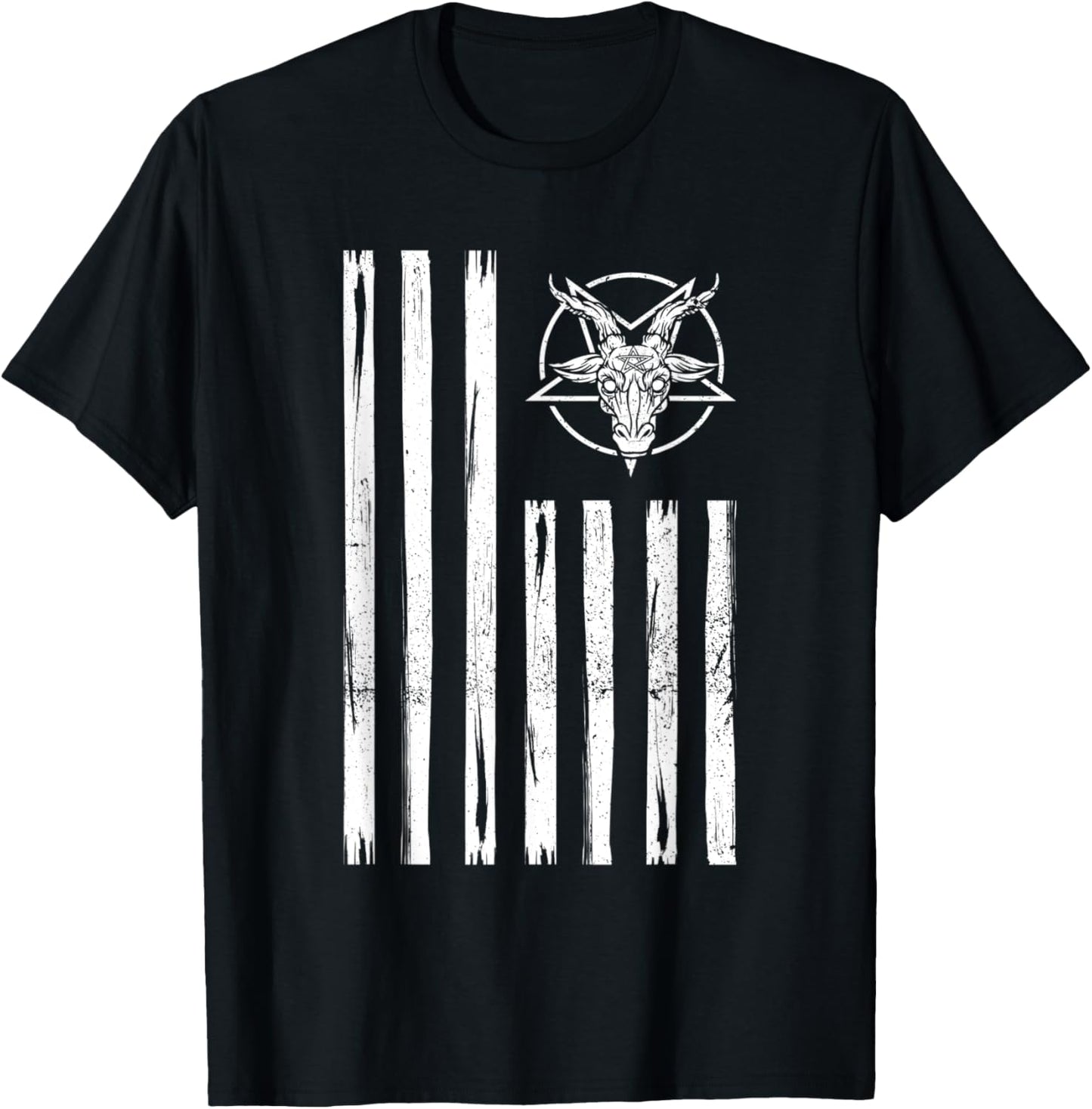 Patriotic Satan American Flag Occult Pentagram Baphomet 666