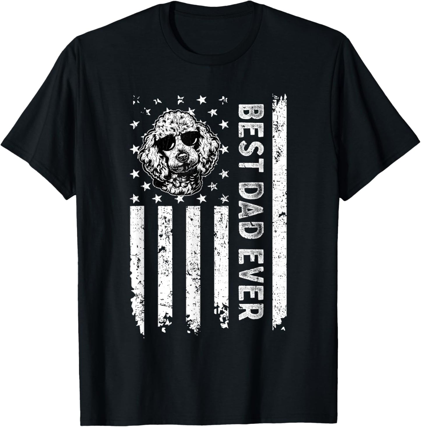 Best Standard Poodle Dog Dad Ever Fathers Day Usa Flag