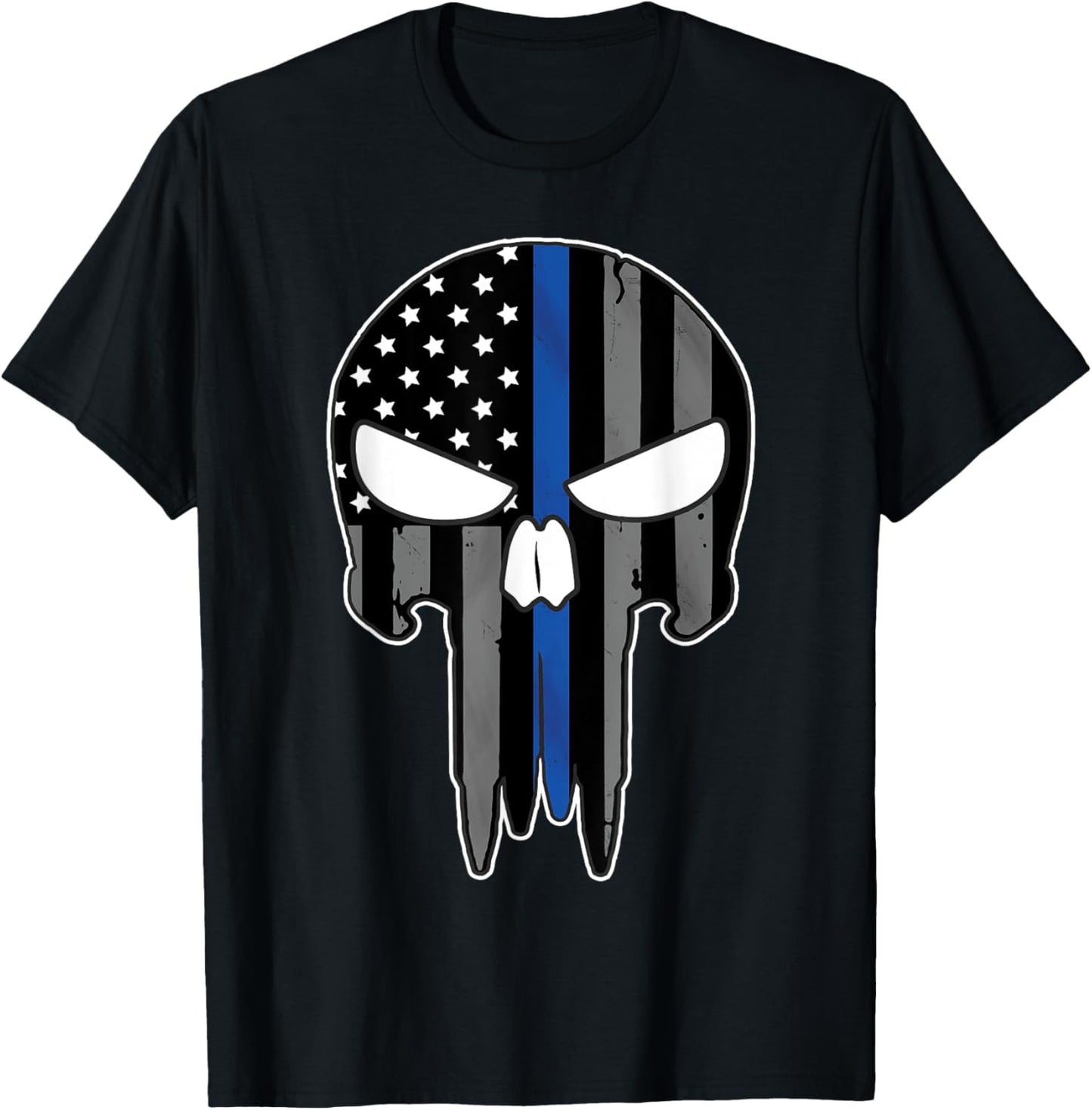 Support Police Thin Blue Line Skull And American Flag