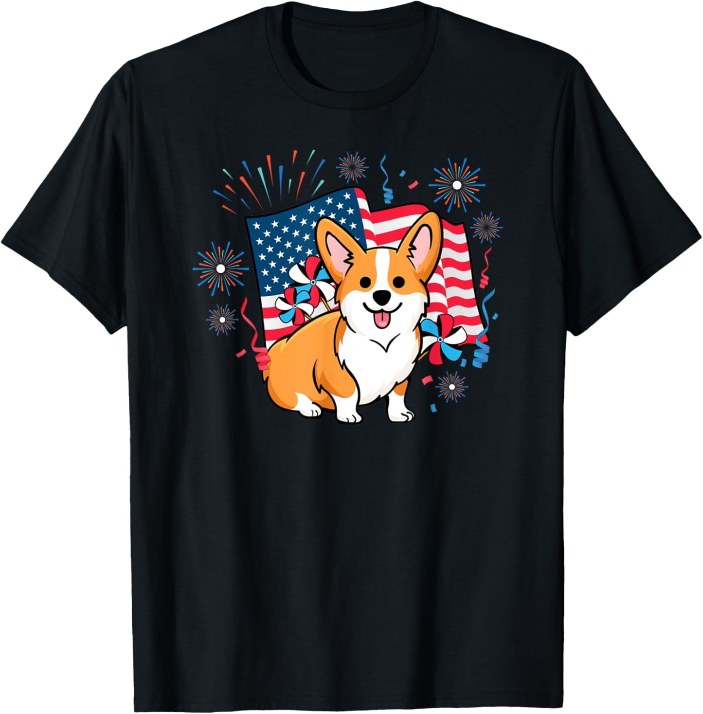 Corgi 4Th Of July American Flag Fireworks