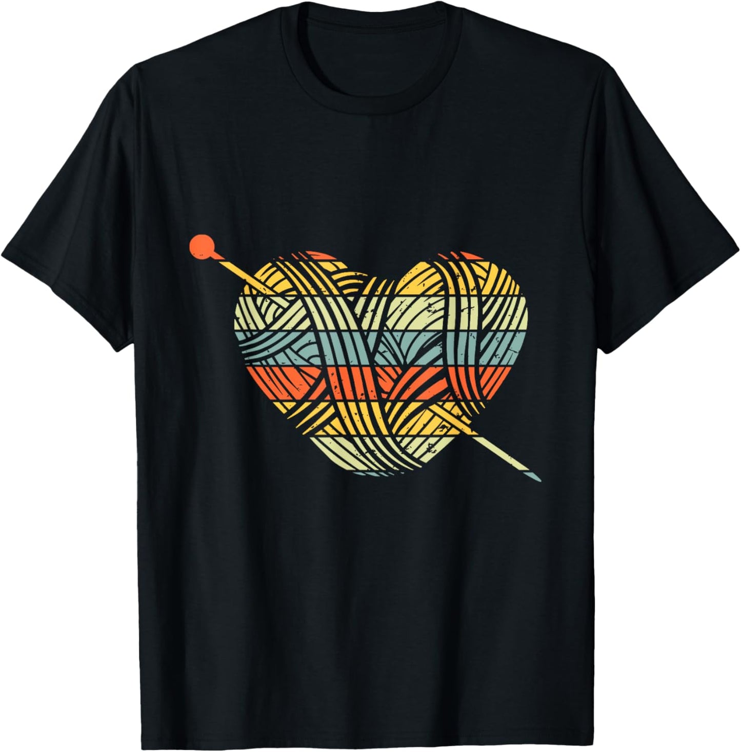 Knitting Crochet Lover Heart Retro Sunset Yarn Knitter