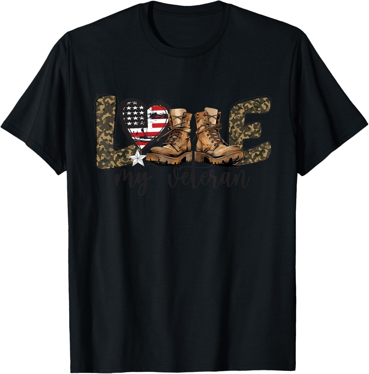 I Love My Veteran Usa Flag Heart Military Veteran Family