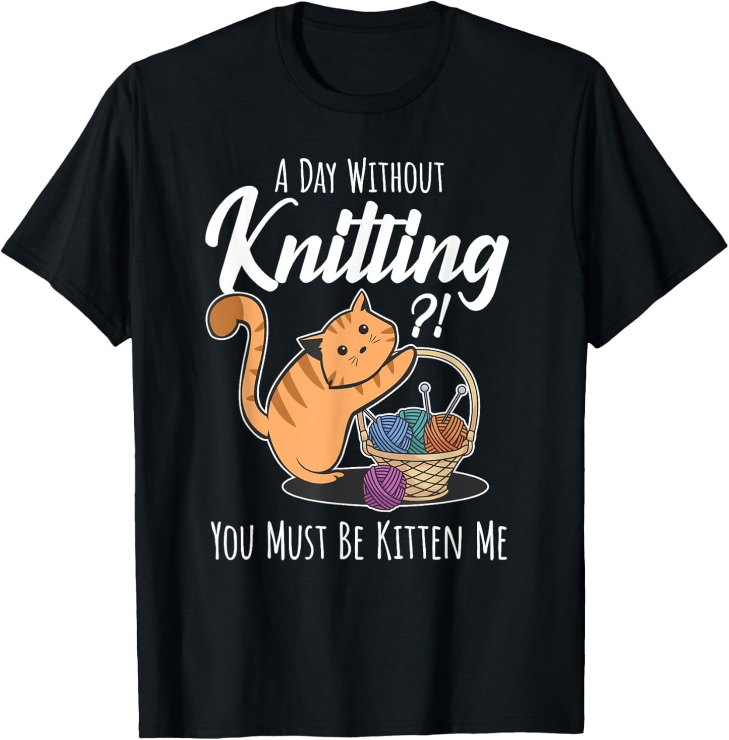 Funny Knitting Word Play Knitting Wool Yarn Cute Cat