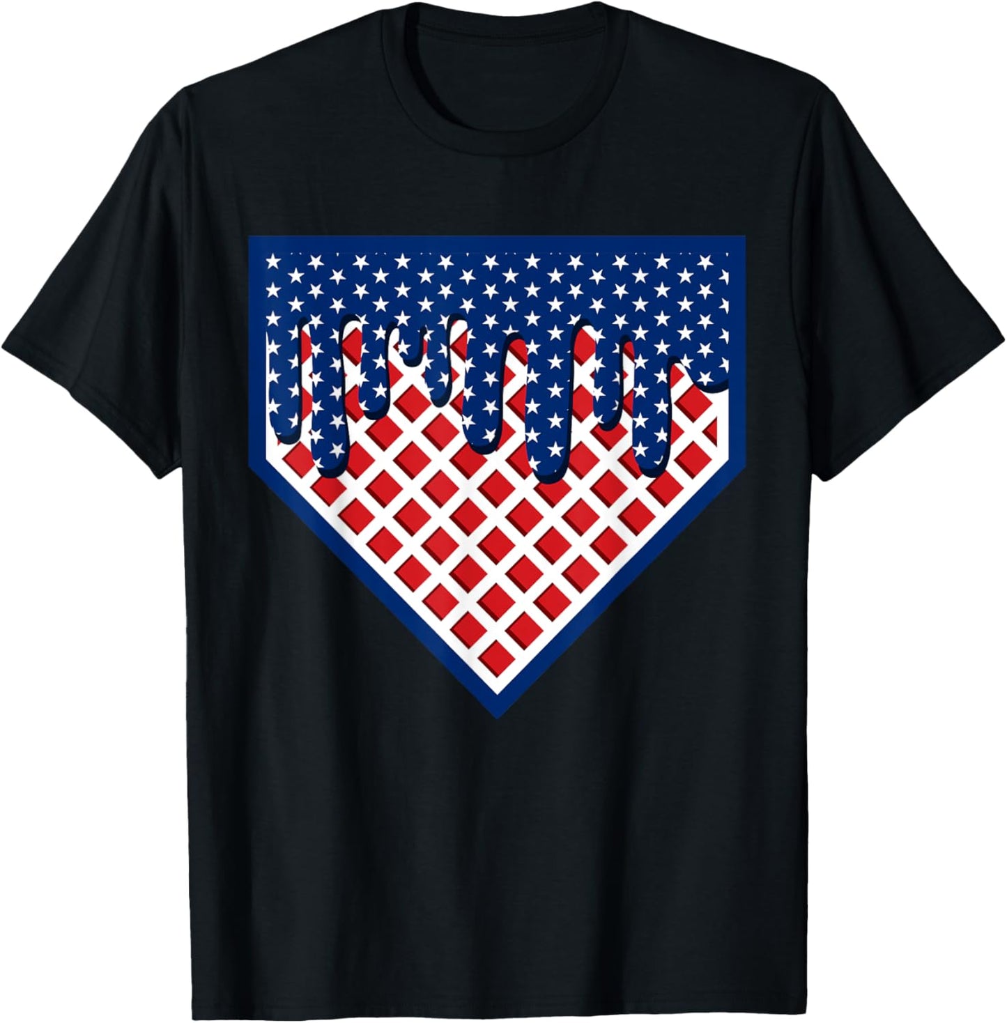 Funny Home Plate Baseball Drip Boys Ice Cream American Flag