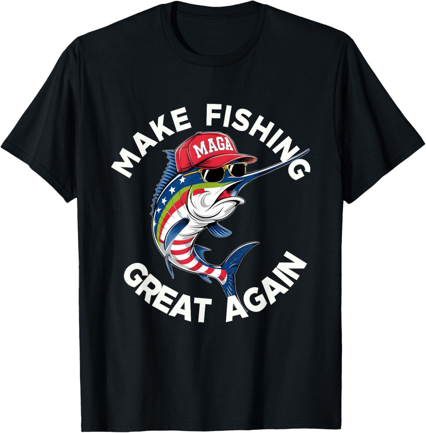 Funny Marlin Fish Usa Flag Make Fishing Great Again Maga