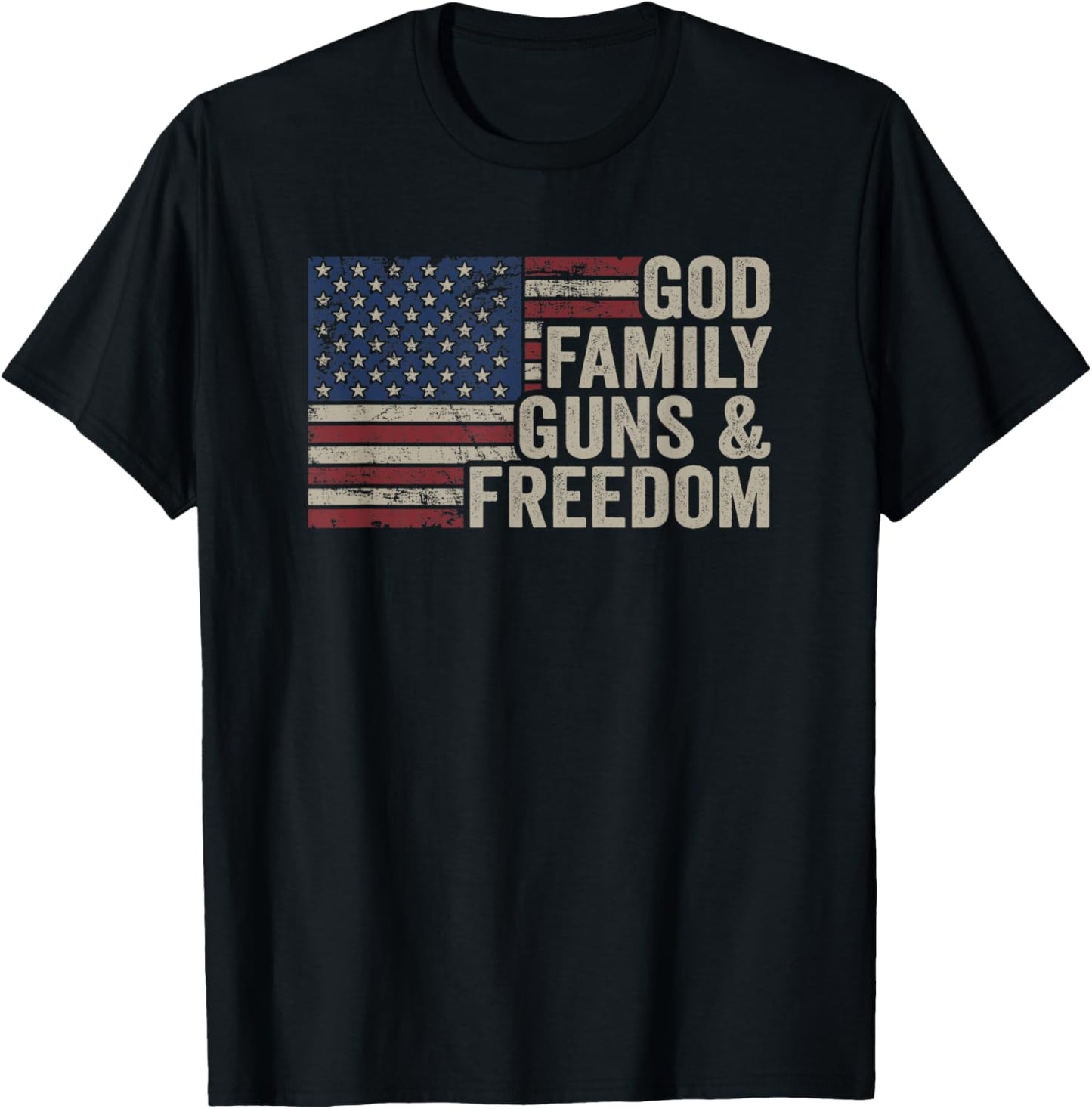 God Family Guns Freedom Pro Gun Vintage Usa Flag