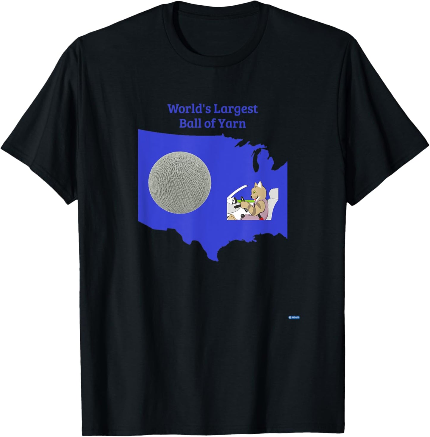 Cat Visits the World's Largest Ball of Yarn T-Shirt for Men Women Kids