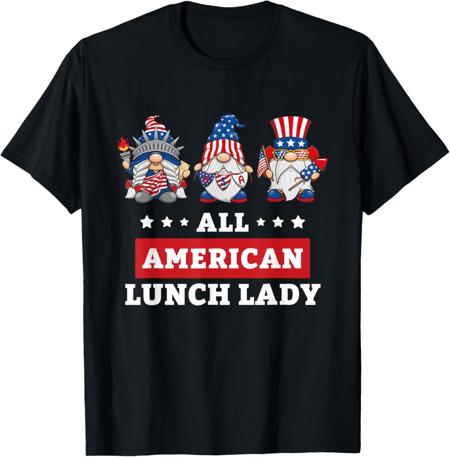 Lunch Lady Gnomes July 4Th American Flag Usa