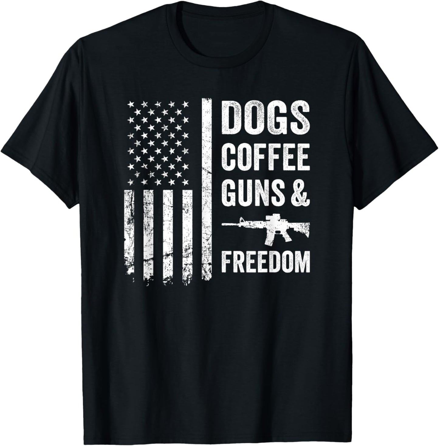 Dogs Coffee Guns Freedom Funny Pro Gun American Flag