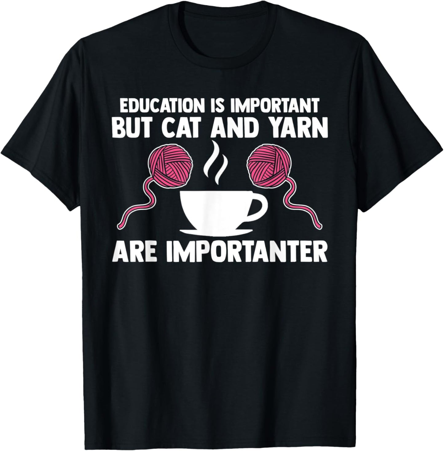 education is important but cat and yarn coffee lover