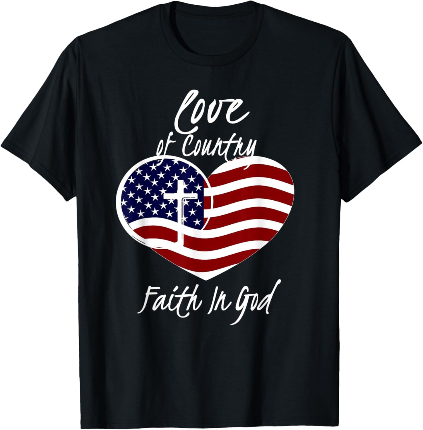 Patriotic Christian Faith In God Heart Cross American Flag
