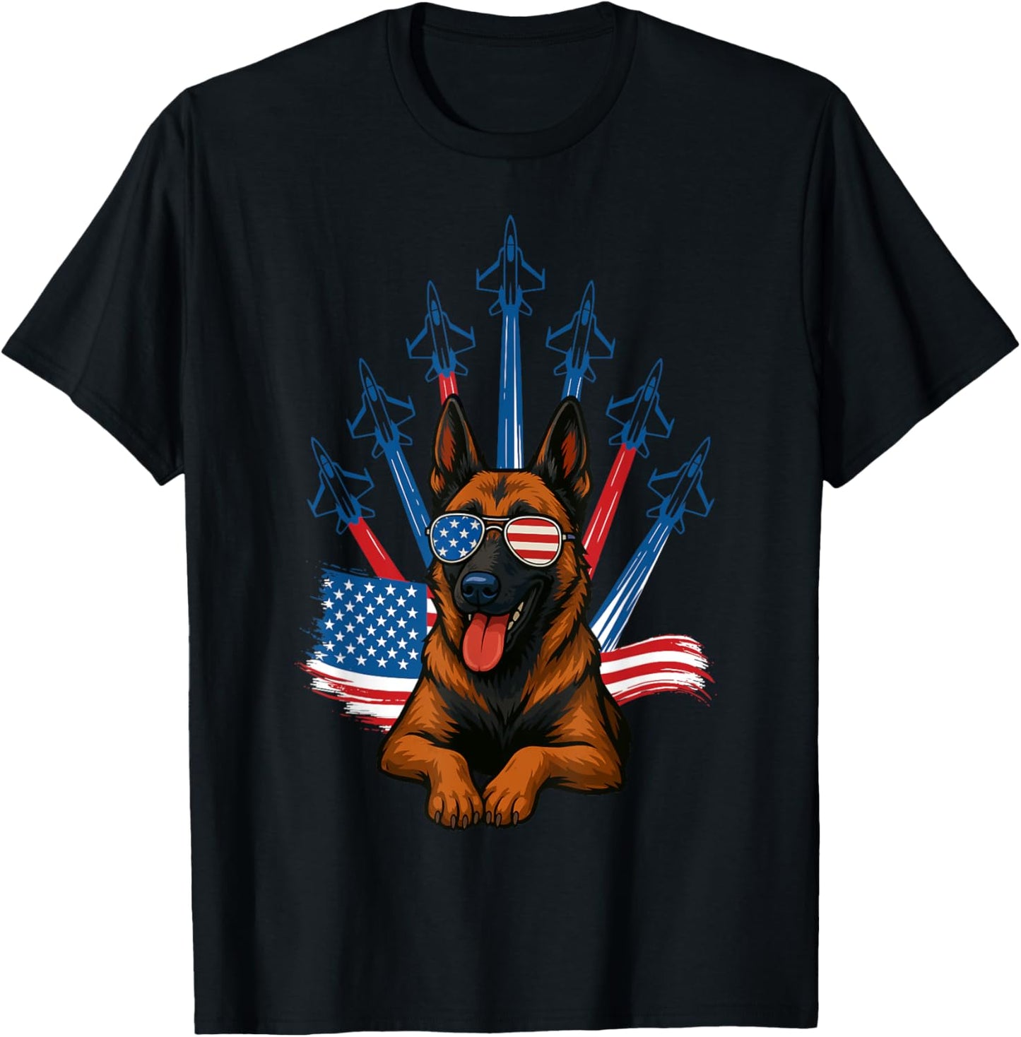 Belgian Malinois Fighter Jet Airplane Patriotic Dog 4Th July