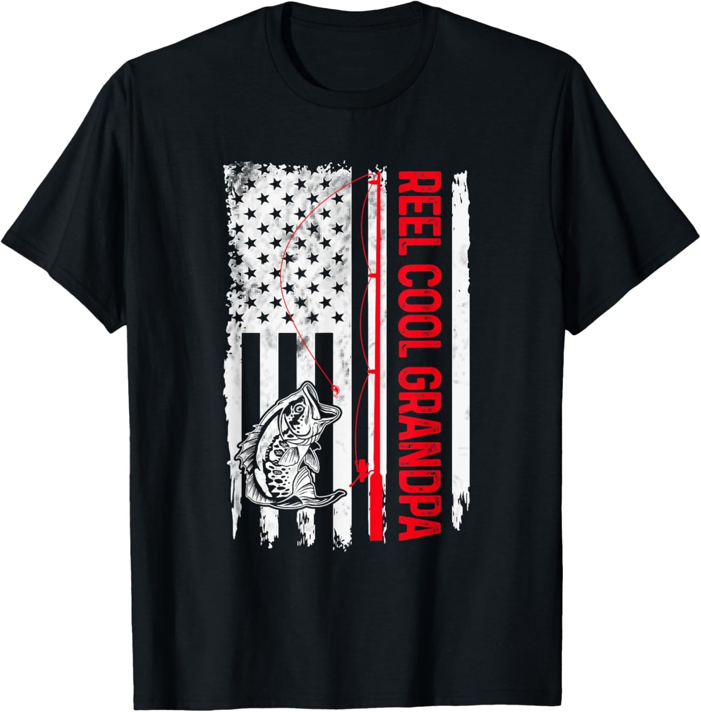 Mens Reel Cool Grandpa Fishing American Flag Funny Papa Dad
