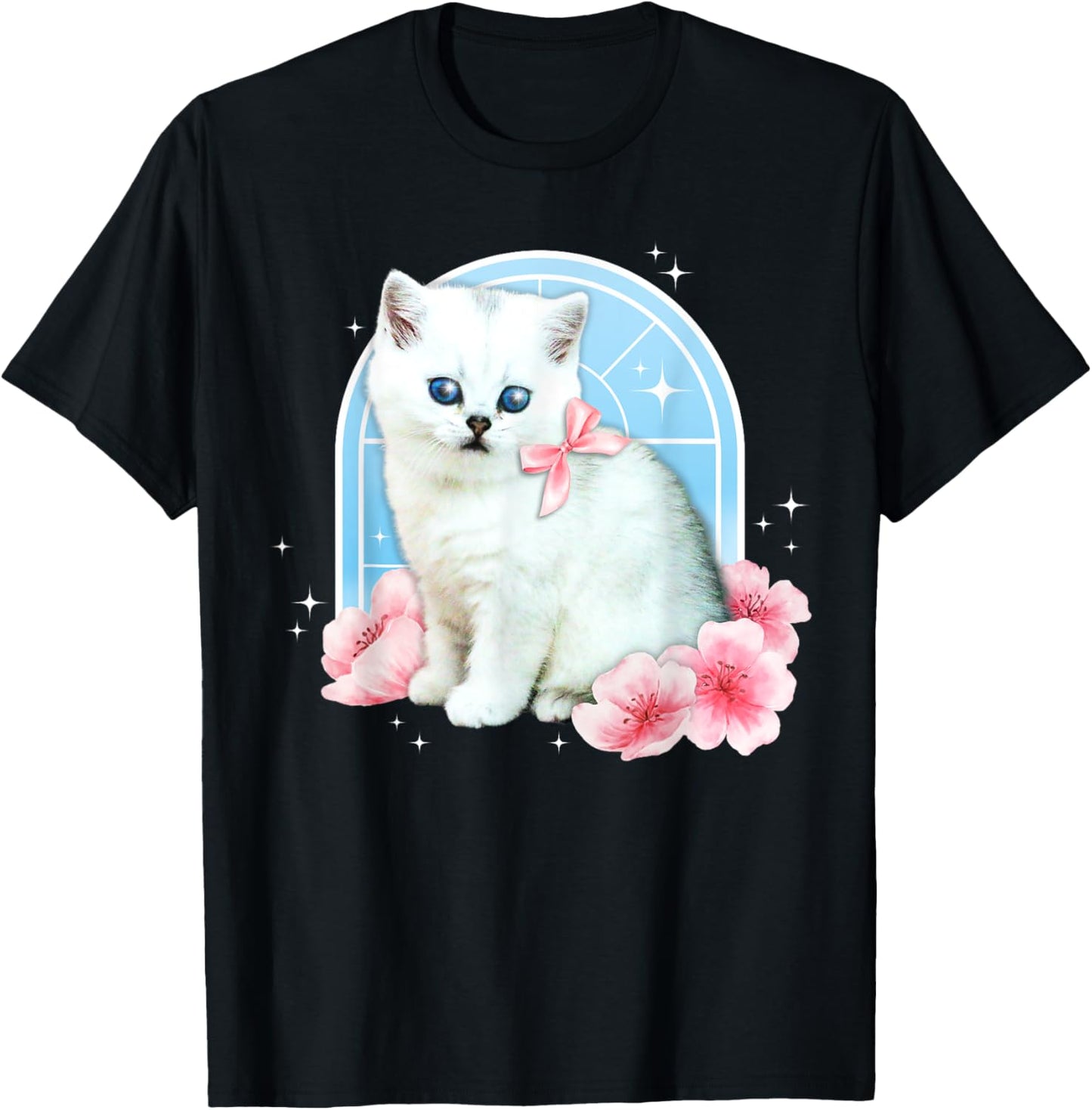 Cute y2k Aesthetic Cat Flower 90s 2000s Vintage Graphic