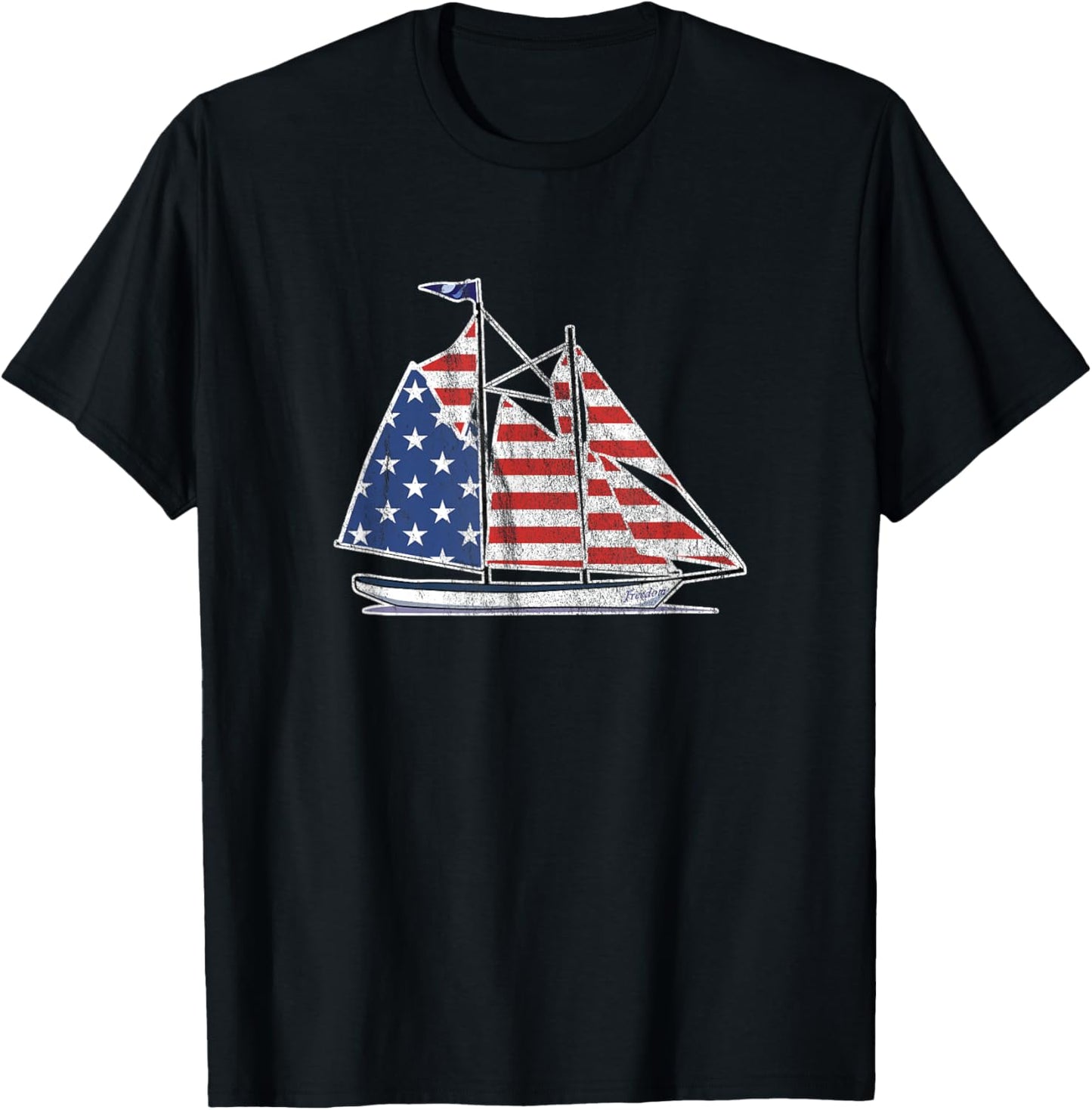 Sailboat Usa American Flag Distressed Sailing Sail Boat