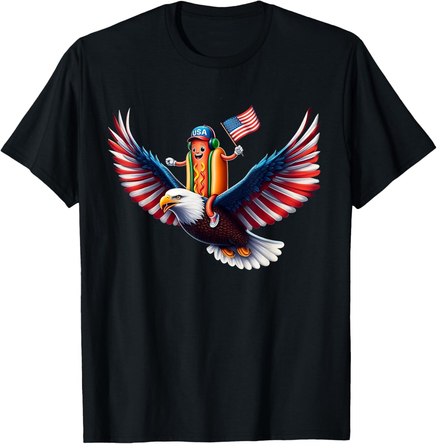4Th Of July Hotdog Eagle Patriotic Usa American Flag Kids