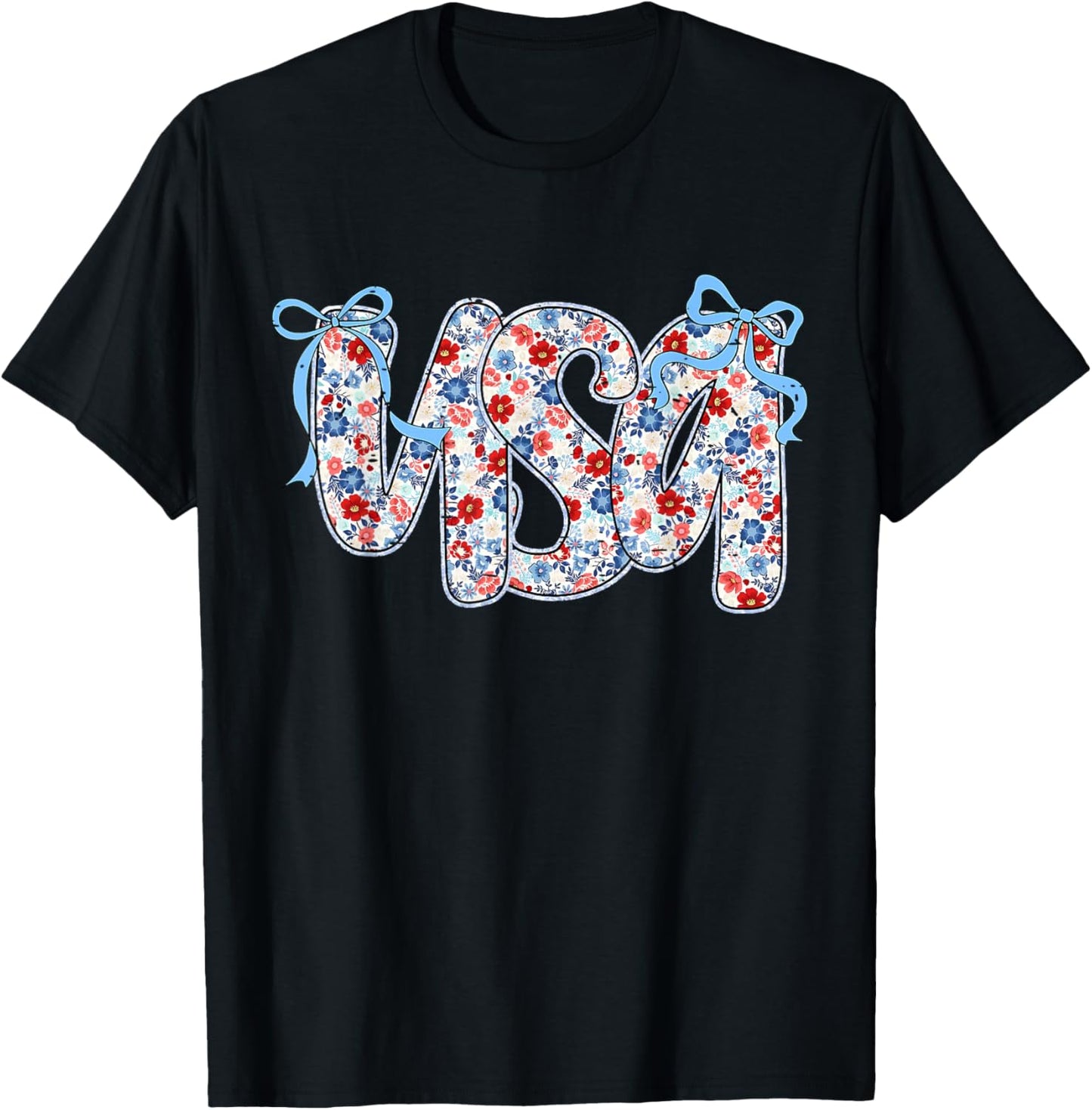 Coquette Bow Floral Usa America Girly 4Th Of July Patriotic