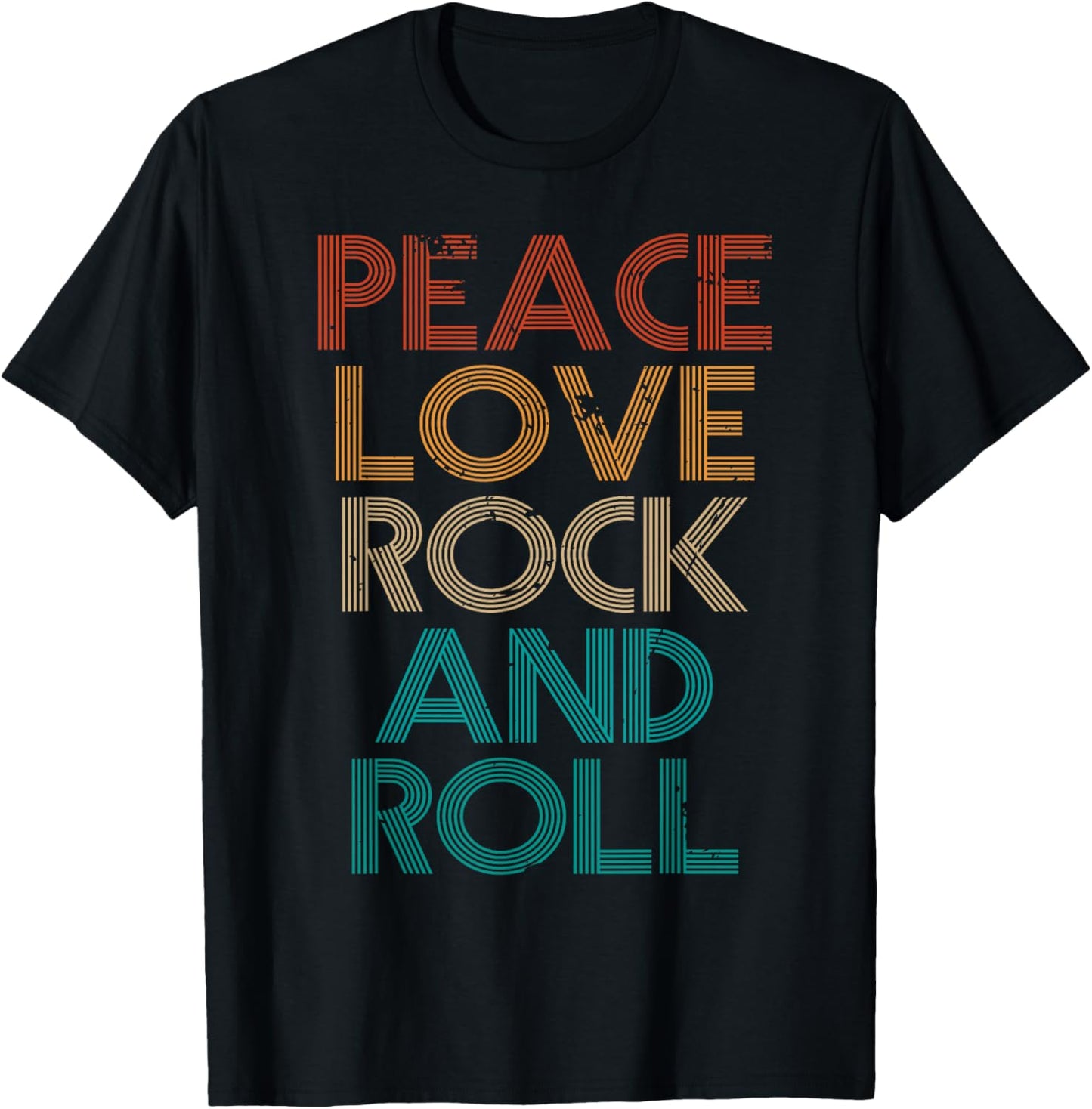 Peace Love Rock N Roll Tee Vintage Band Rock Concert Lovers