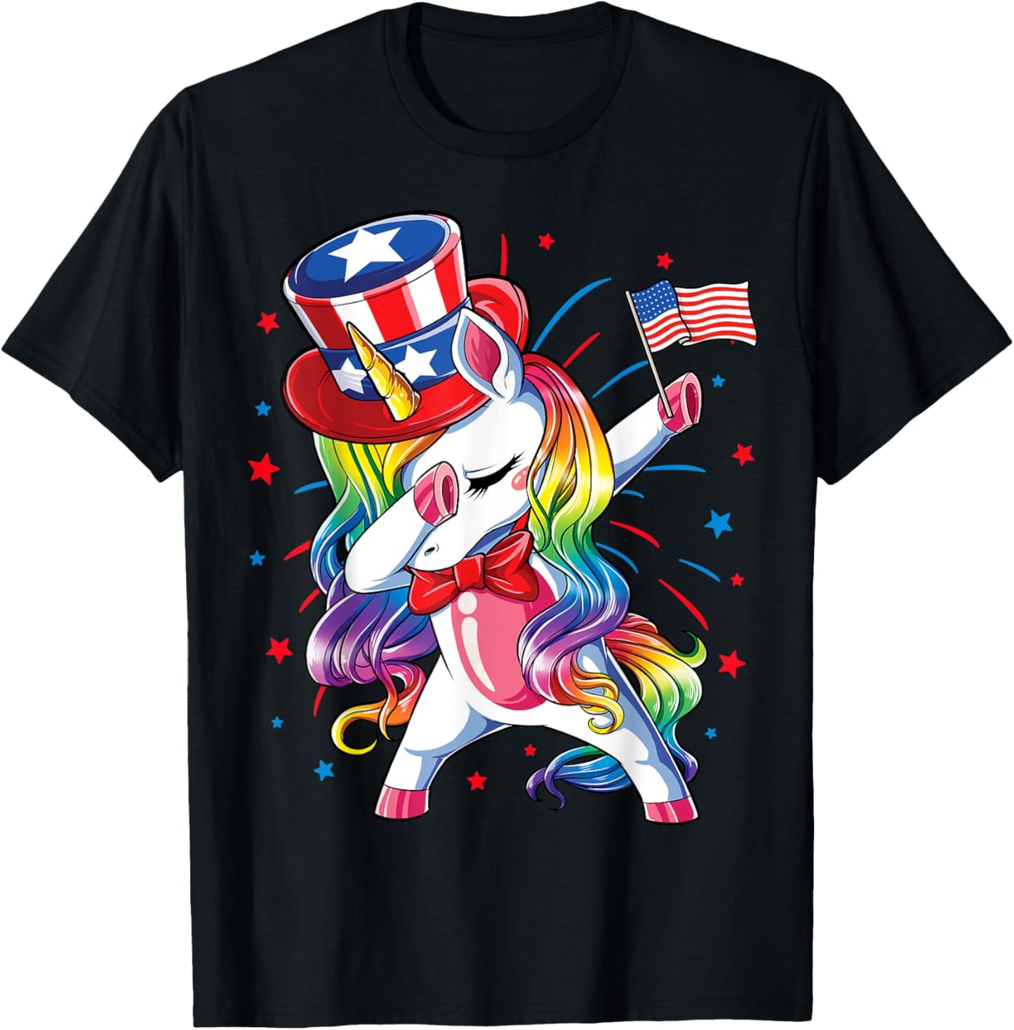 Dabbing Unicorn 4 July Uncle Sam Girls American