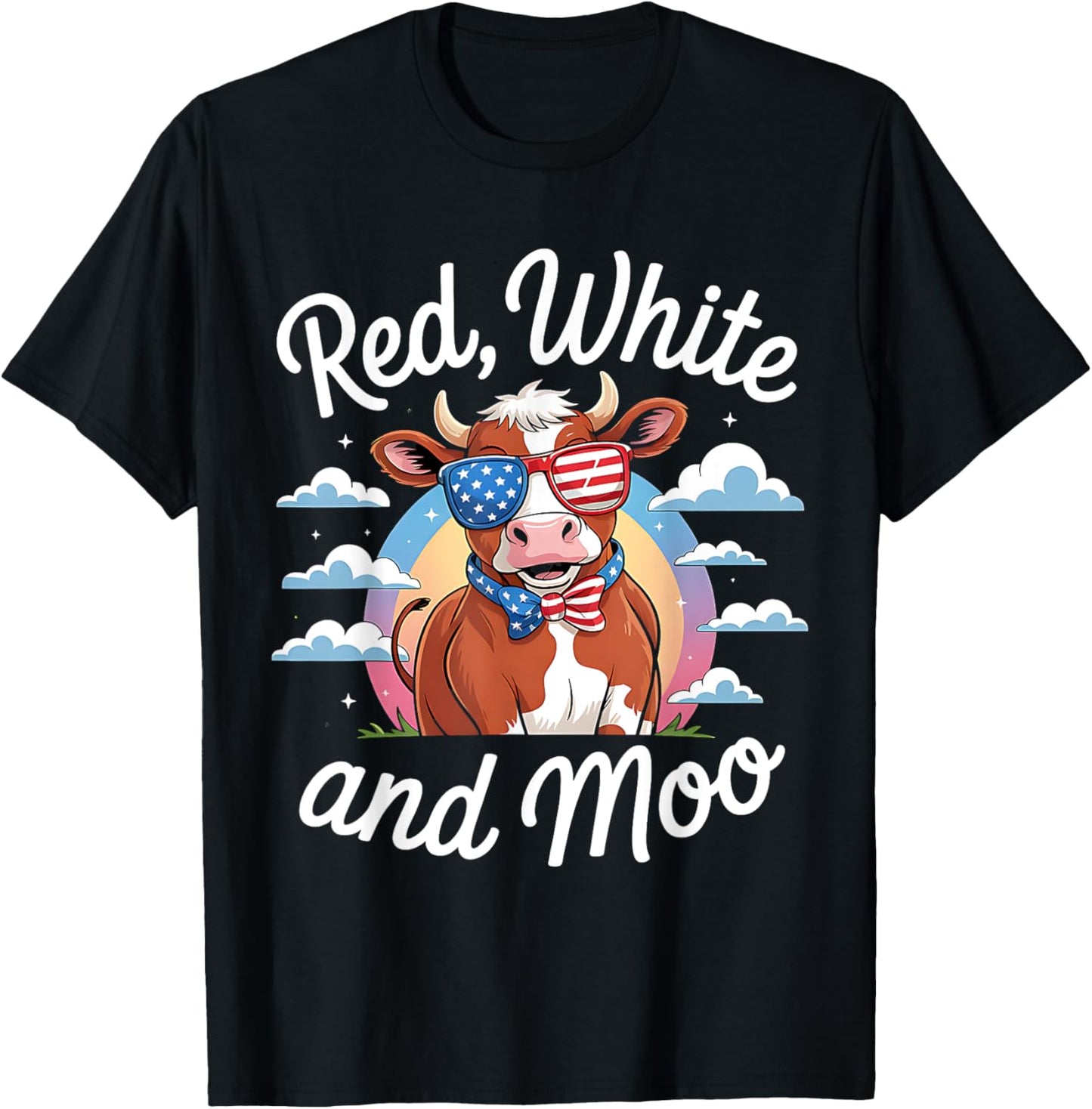 Red White And Moo Patriotic Cow Usa Flag 4Th Of July Heifer