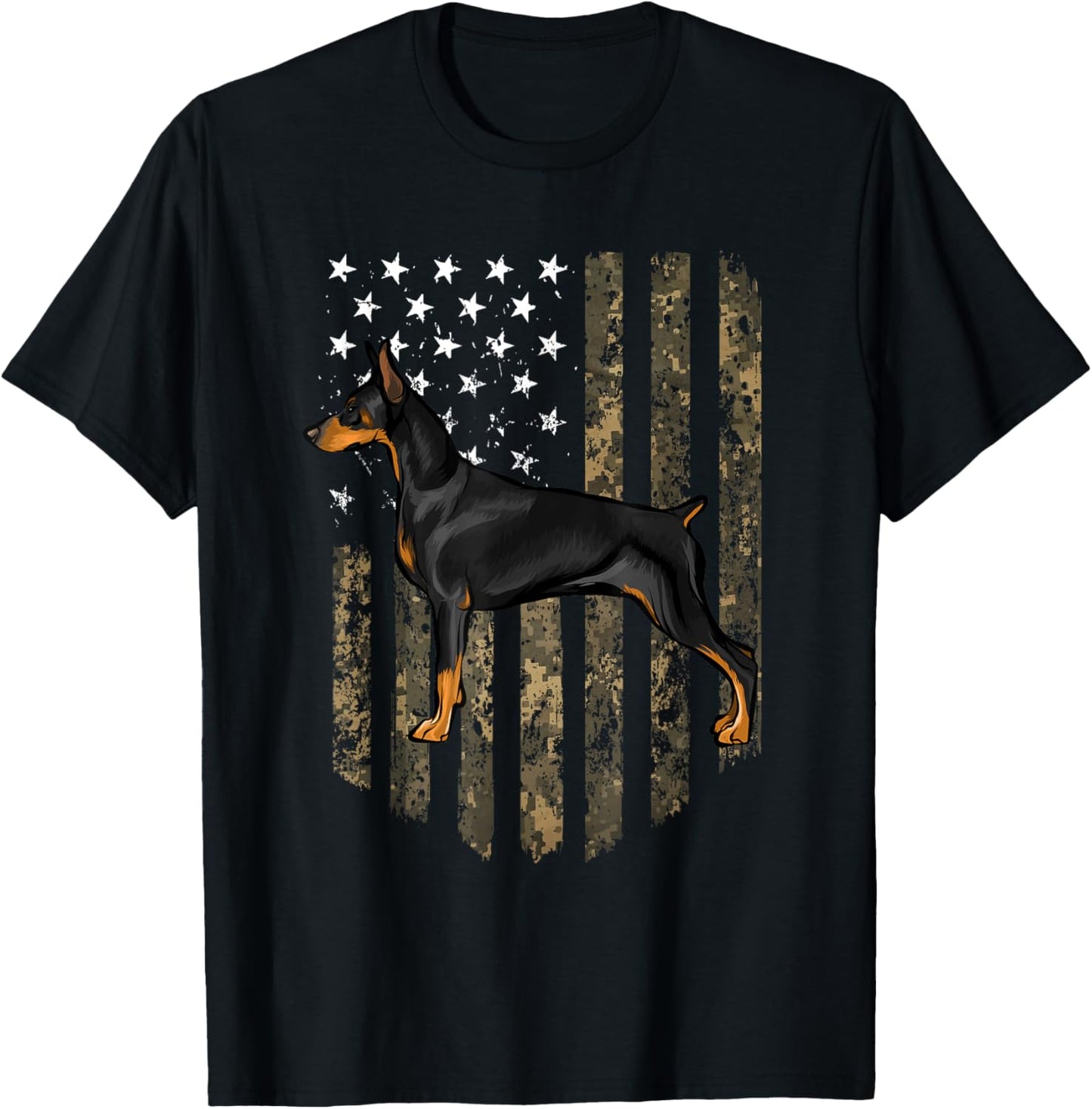 Camo American Flag Doberman Pinscher 4Th Of July Usa