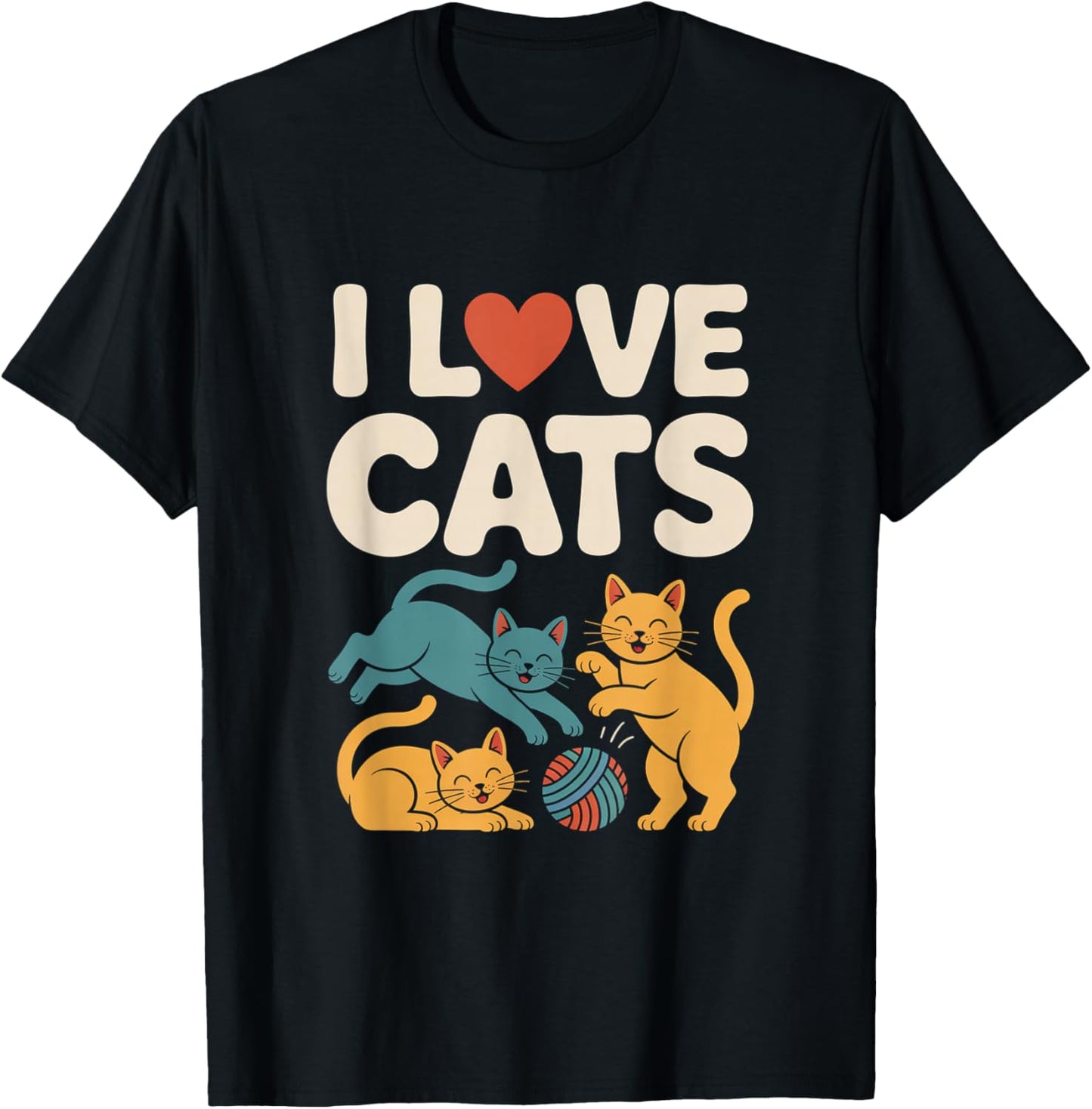 I Love Cats Playful Kittens Yarn Ball